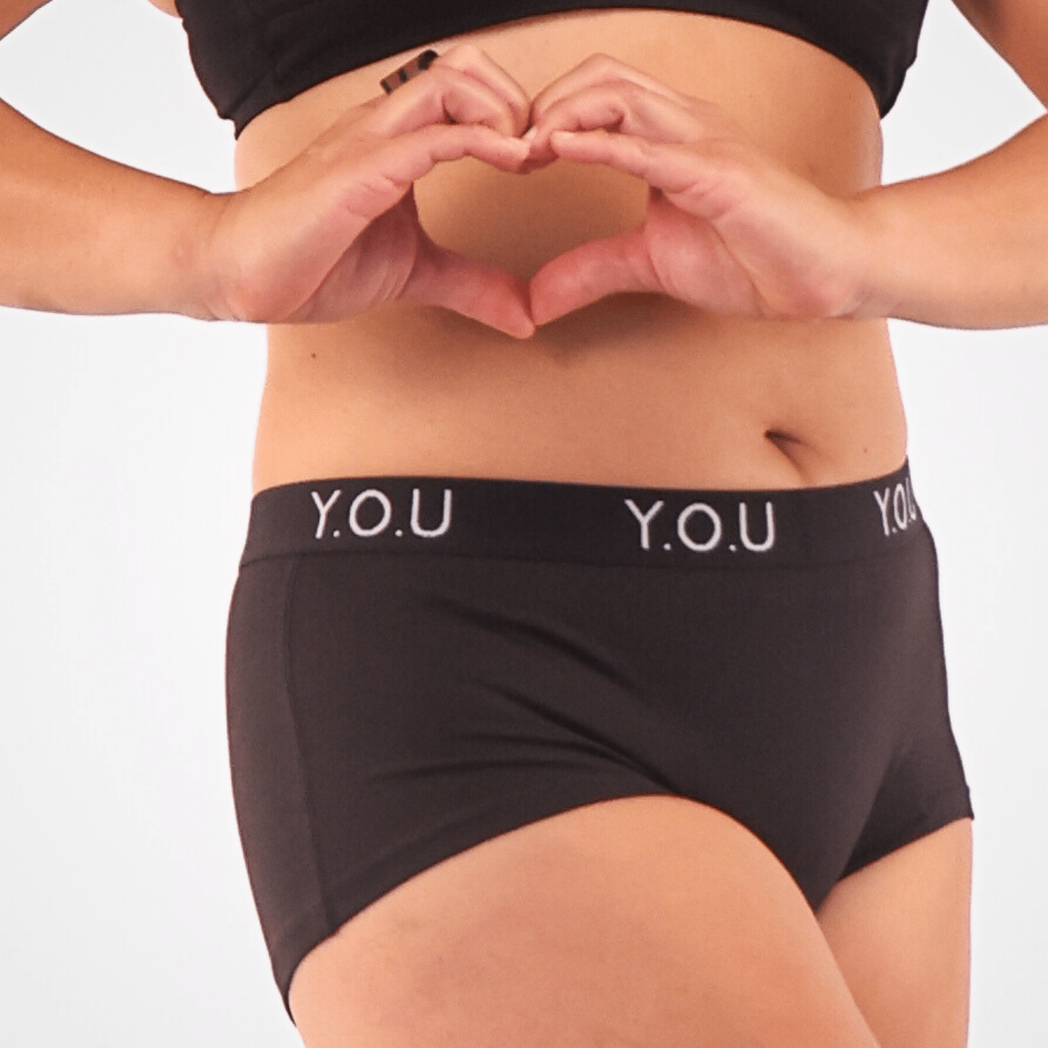 Women’s organic cotton boy shorts with Y.O.U elastic in black - Y.O.U underwear
