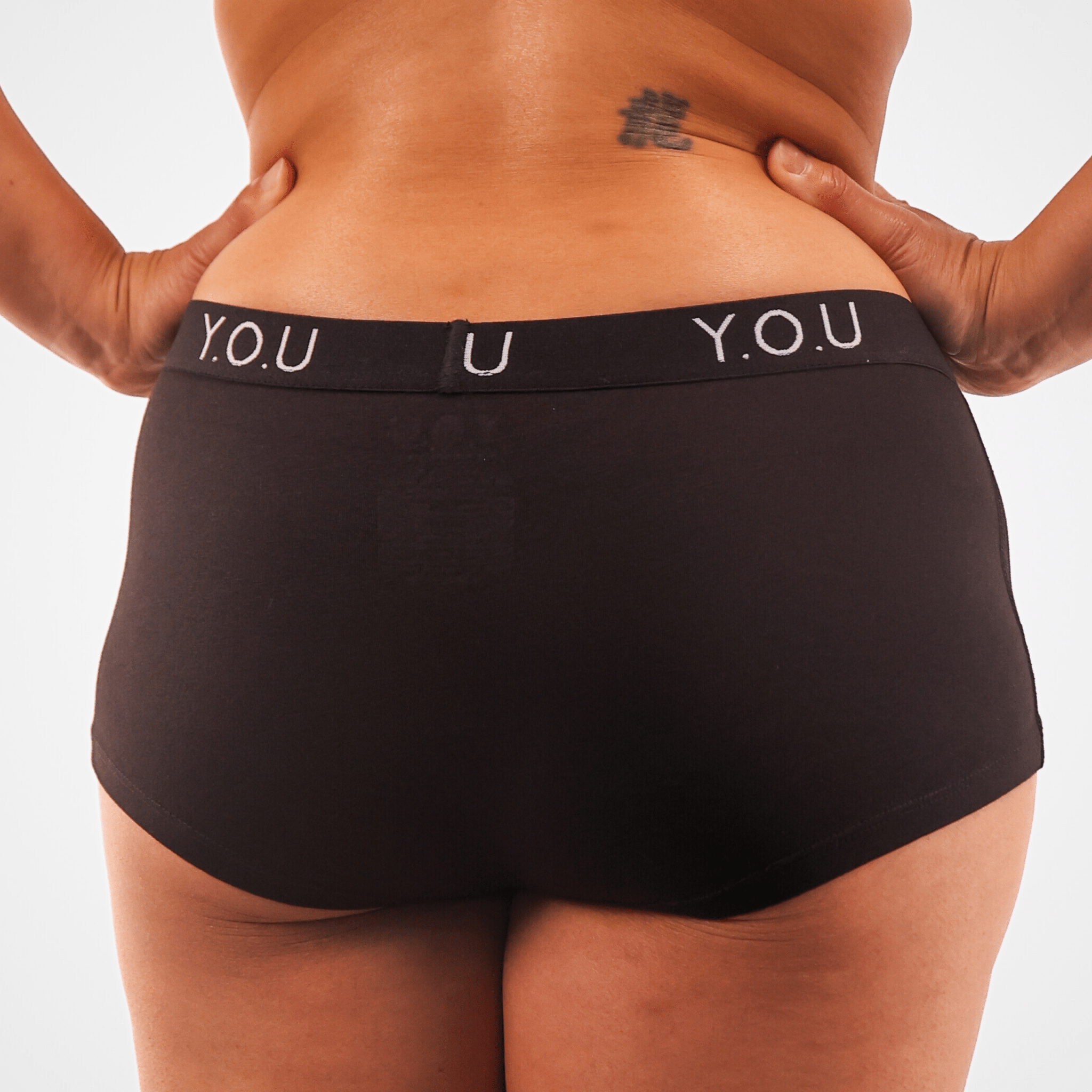 Women’s organic cotton boy shorts with Y.O.U elastic in black - Y.O.U underwear