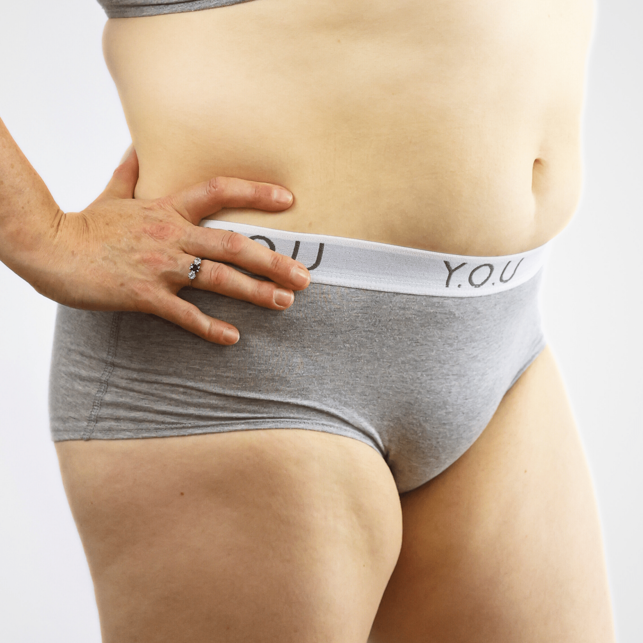 Women’s organic cotton boy shorts with Y.O.U elastic in light grey (heather grey) - Y.O.U underwear