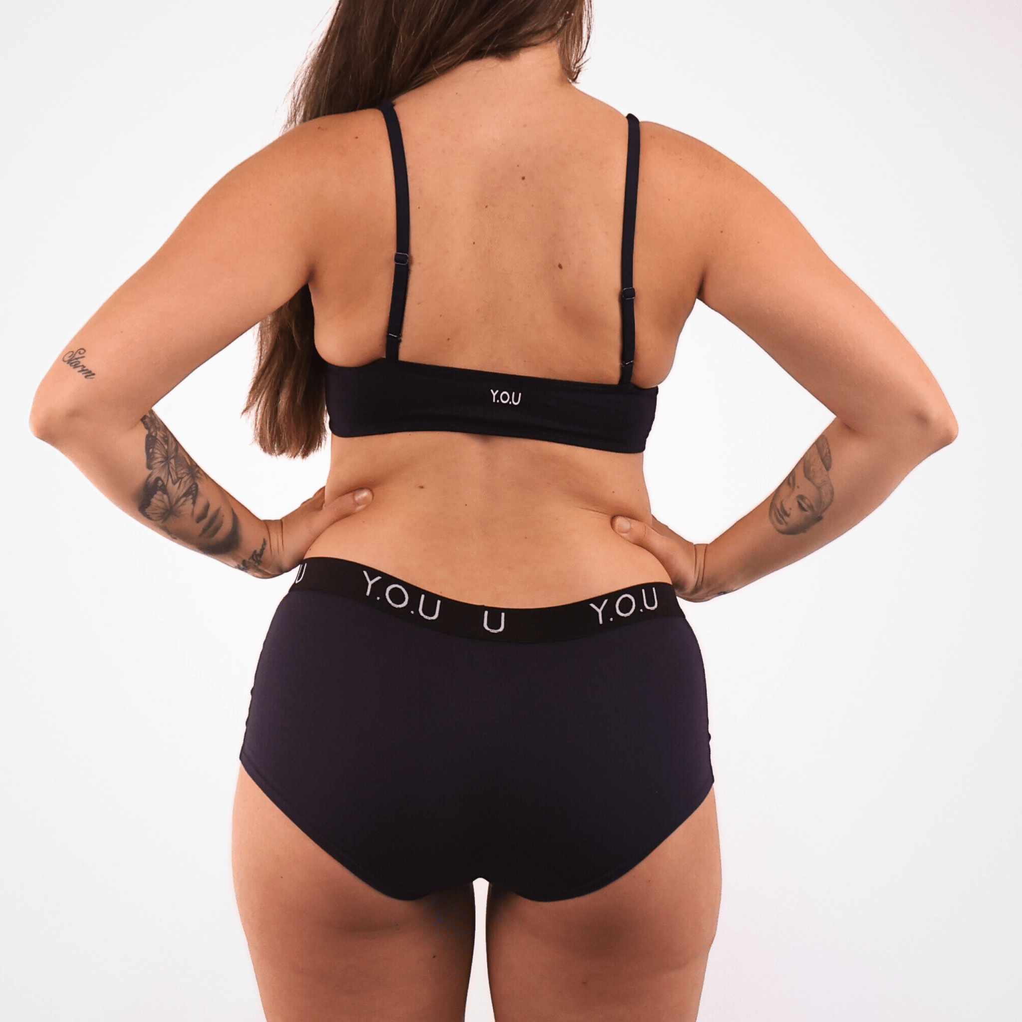 Women’s organic cotton boy shorts with Y.O.U elastic in navy blue - Y.O.U underwear