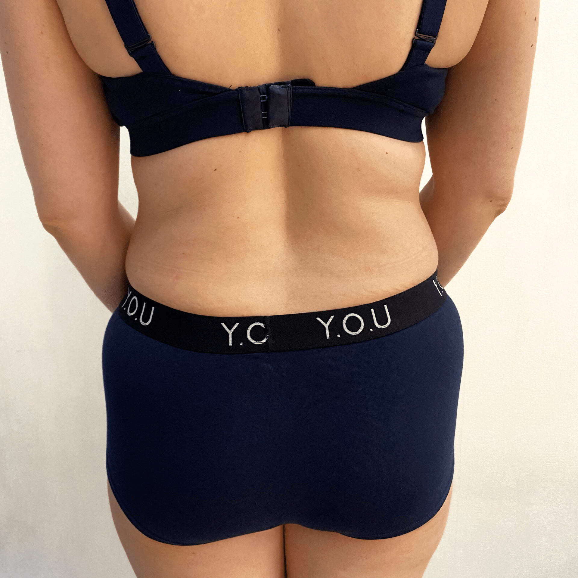 Women’s organic cotton boy shorts with Y.O.U elastic in navy blue - Y.O.U underwear