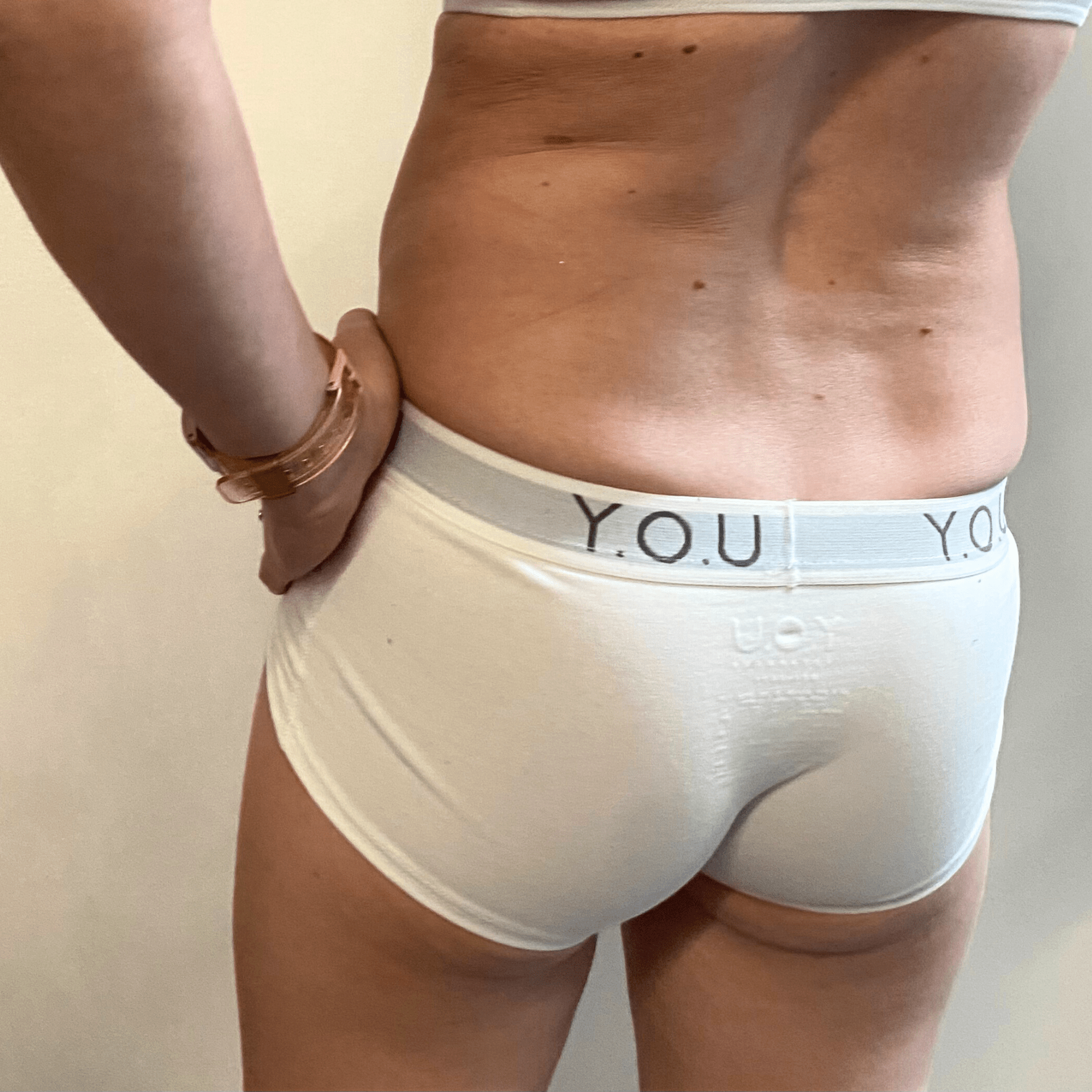 Women’s organic cotton boy shorts with Y.O.U elastic in white - Y.O.U underwear