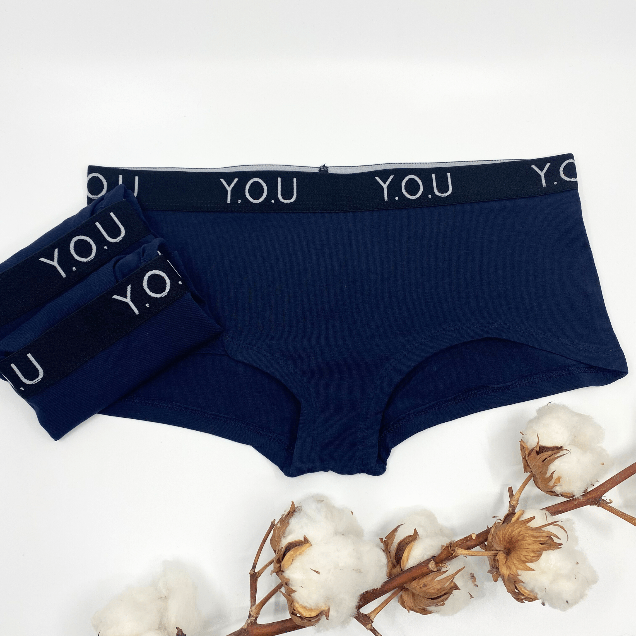 Women's organic cotton boy shorts with Y.O.U elastic - pack of 3 - Y.O.U underwear