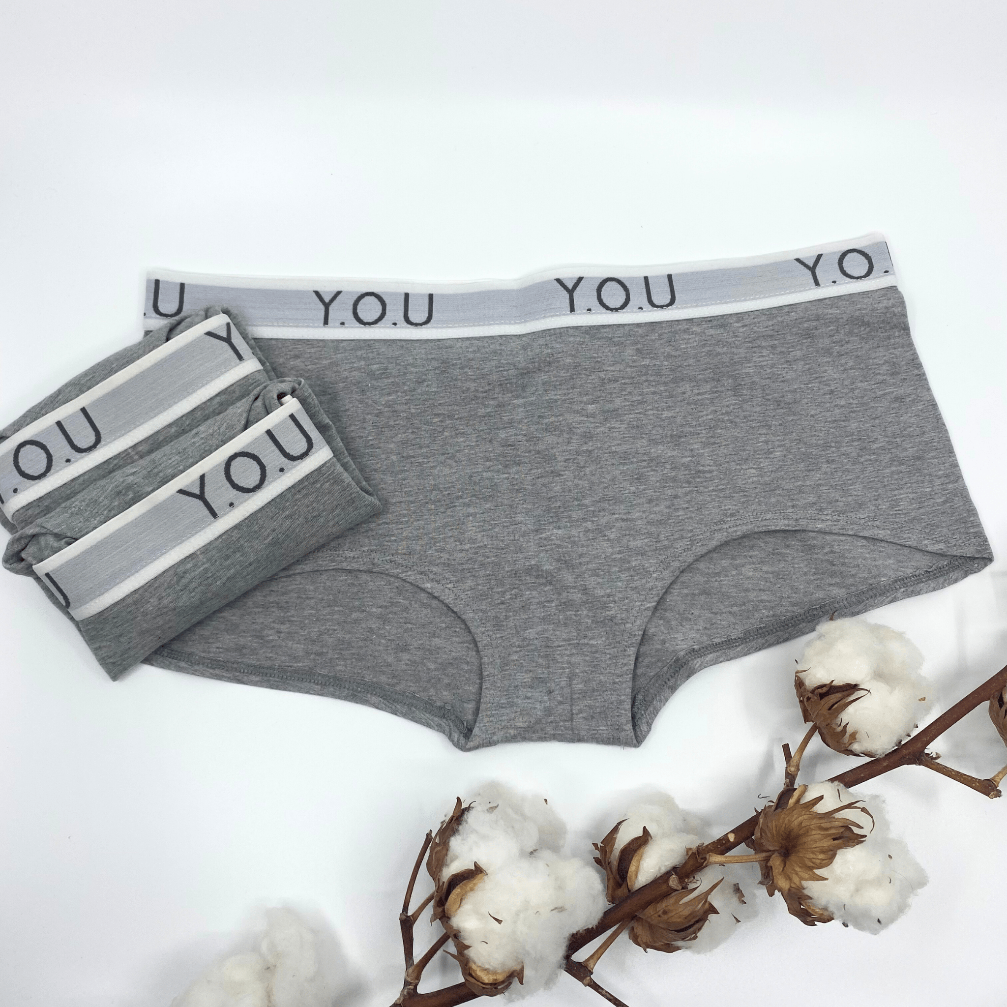 Women's organic cotton boy shorts with Y.O.U elastic - pack of 3 - Y.O.U underwear