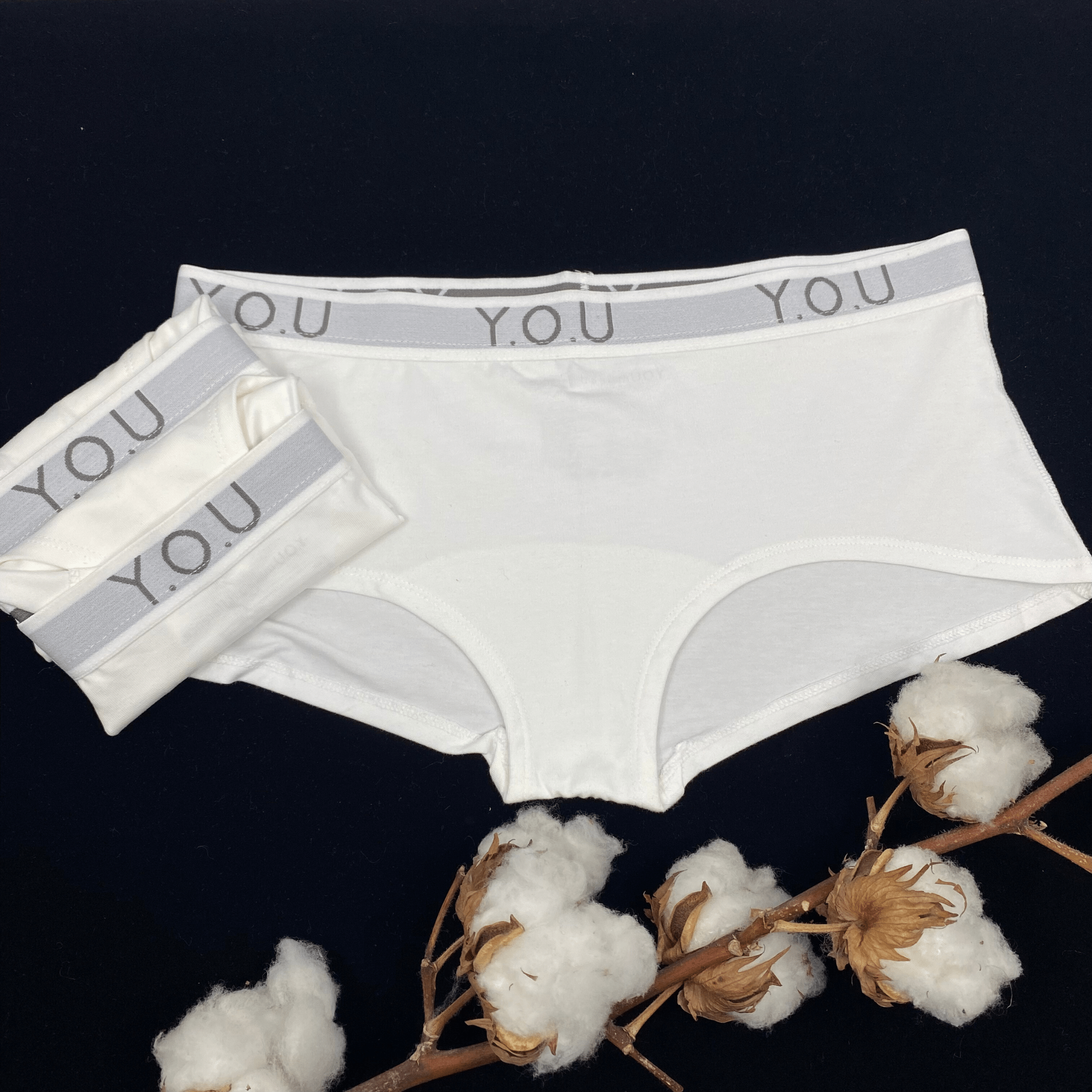 Women's organic cotton boy shorts with Y.O.U elastic - pack of 3 - Y.O.U underwear