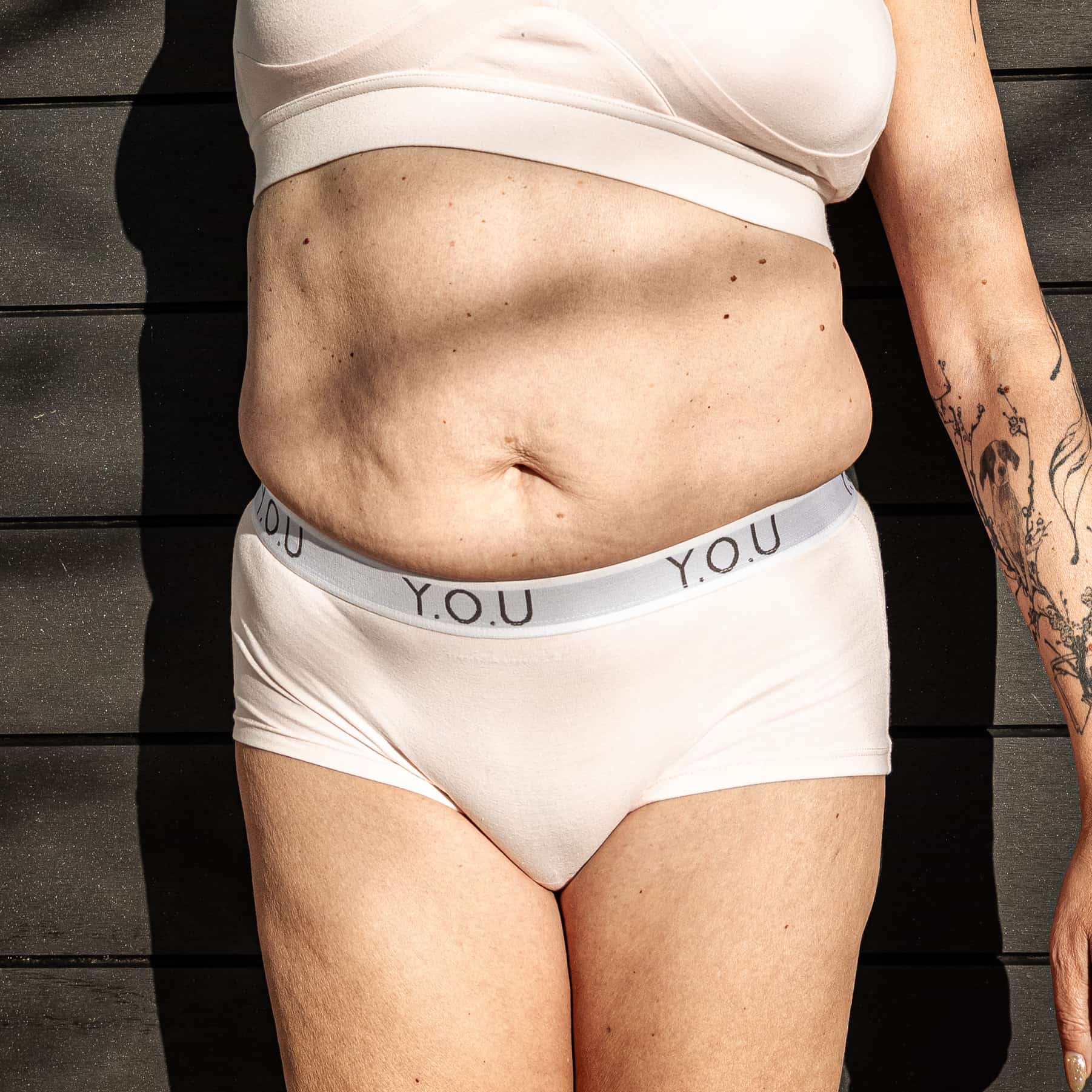 Women’s organic cotton boyshorts with Y.O.U elastic in light pink - Y.O.U underwear