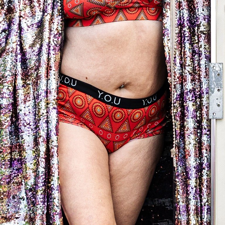 Women’s organic cotton boyshorts with Y.O.U elastic - Red Mara design - Y.O.U underwear