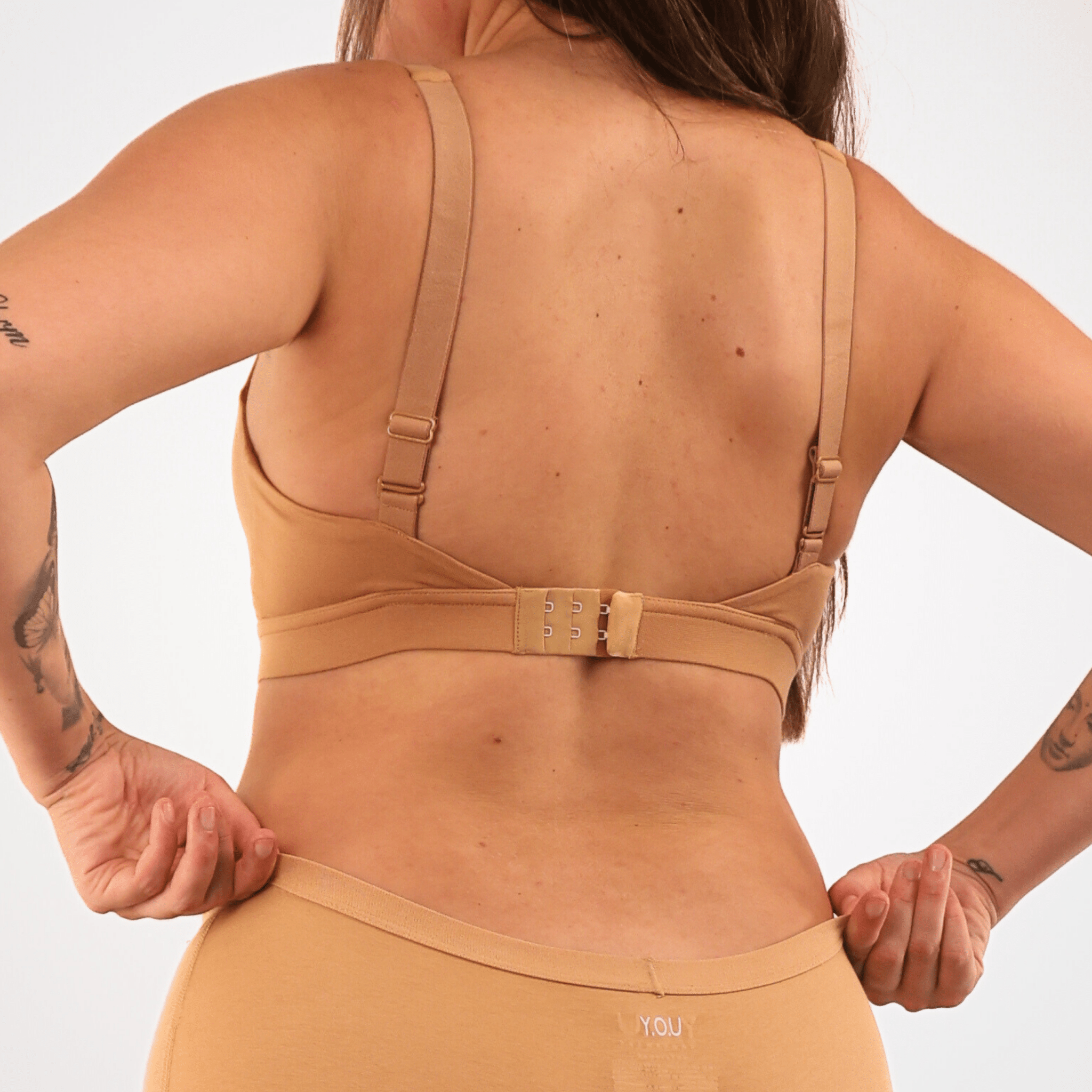 Women's organic cotton bra in almond - more supportive style - Y.O.U underwear