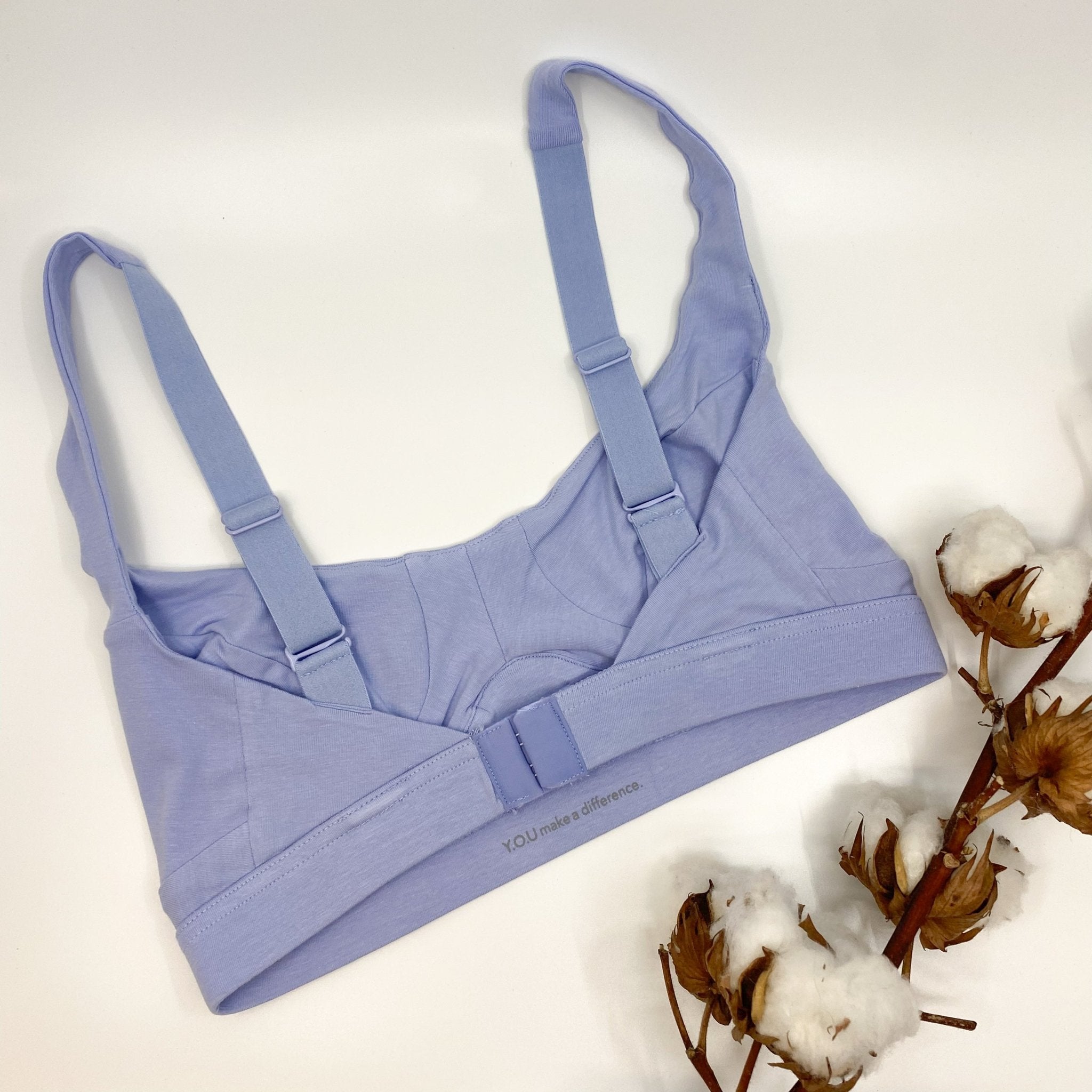 Women's organic cotton bra in light blue - more supportive bra - Y.O.U underwear