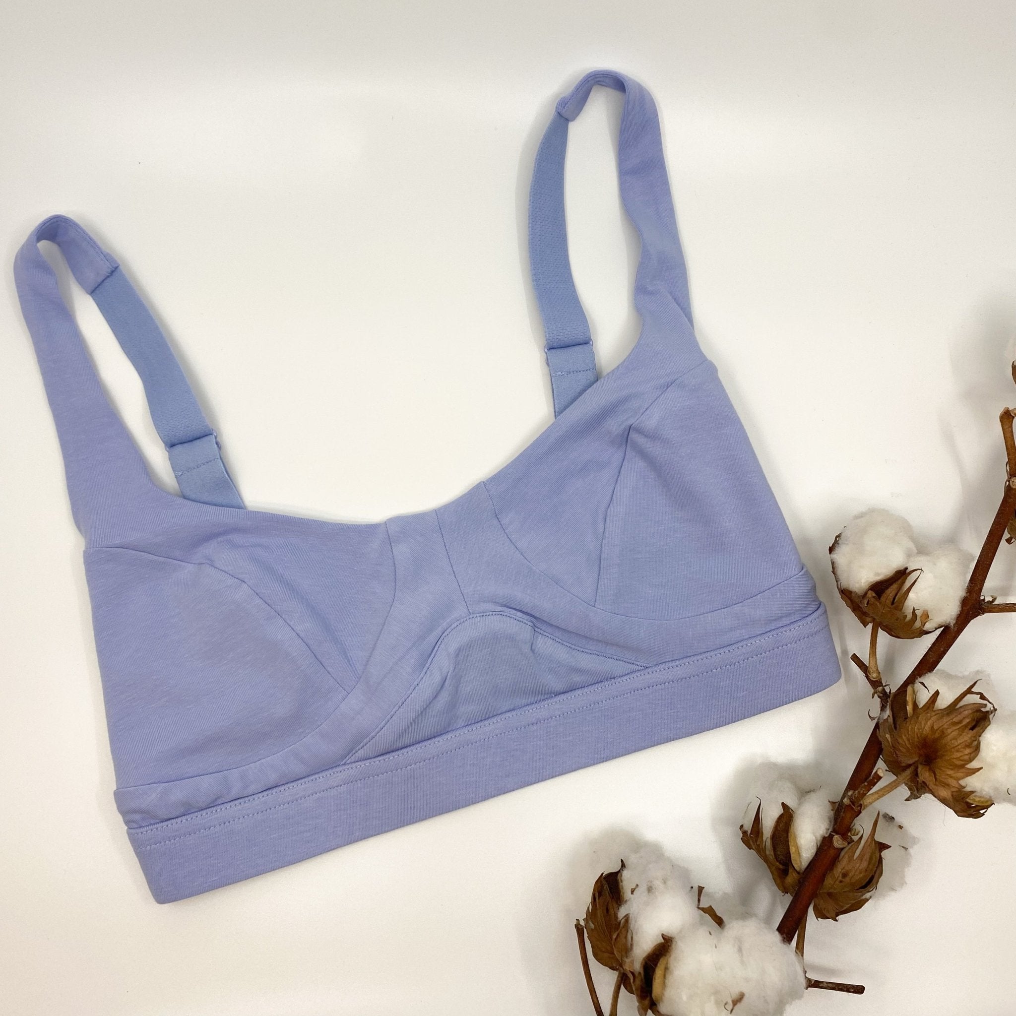 Women's organic cotton bra in light blue - more supportive bra - Y.O.U underwear