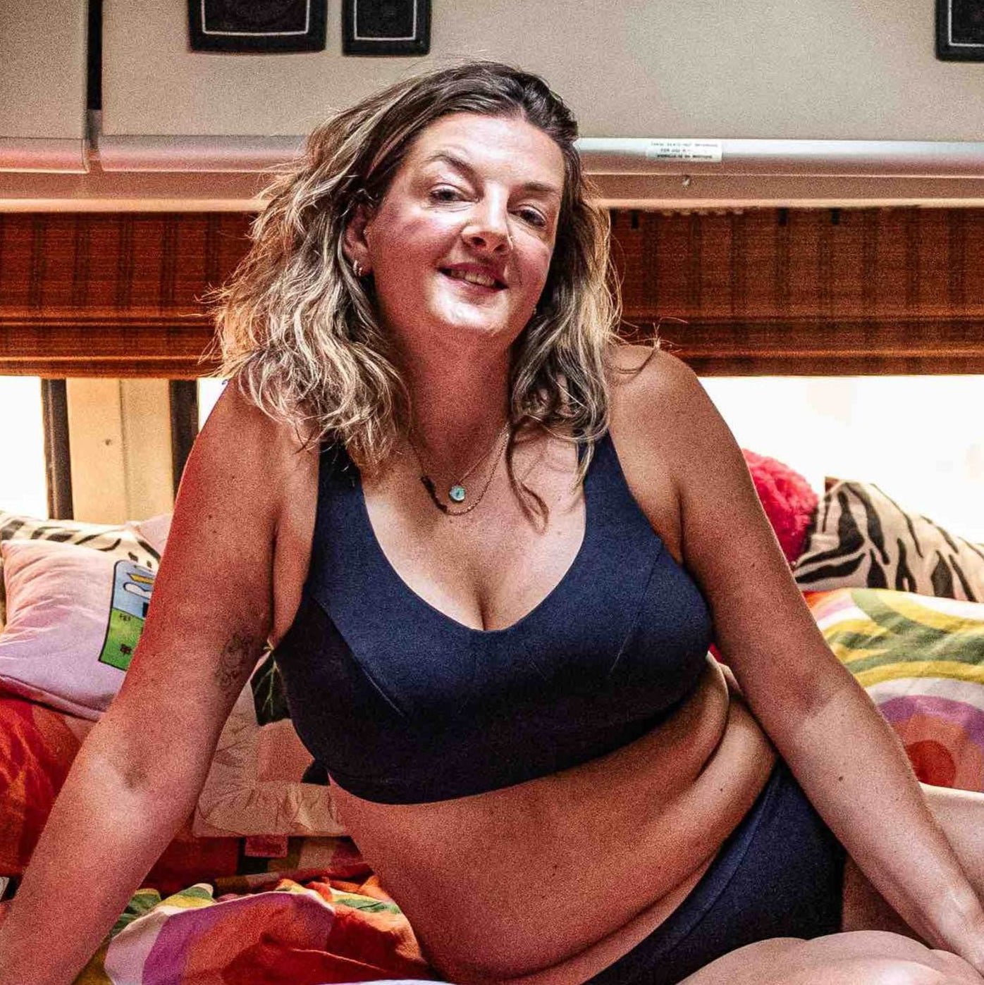 Women's organic cotton bra in navy blue - more supportive style - Y.O.U underwear