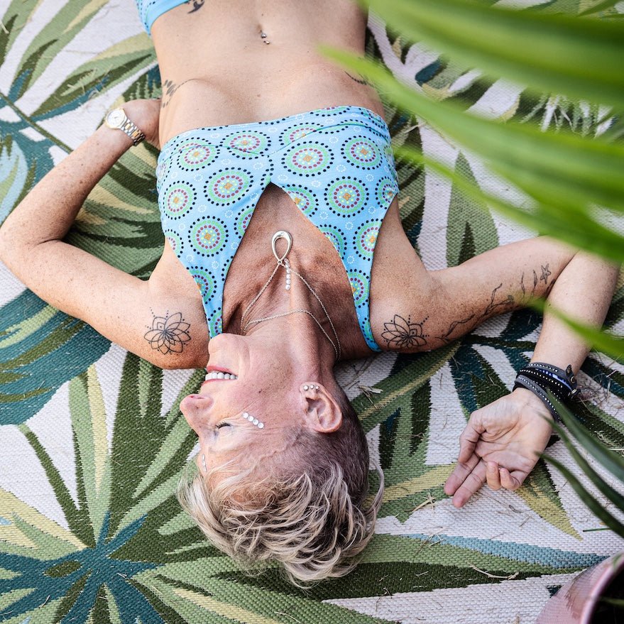 Women's organic cotton bralette - Blue Mara design - Y.O.U underwear