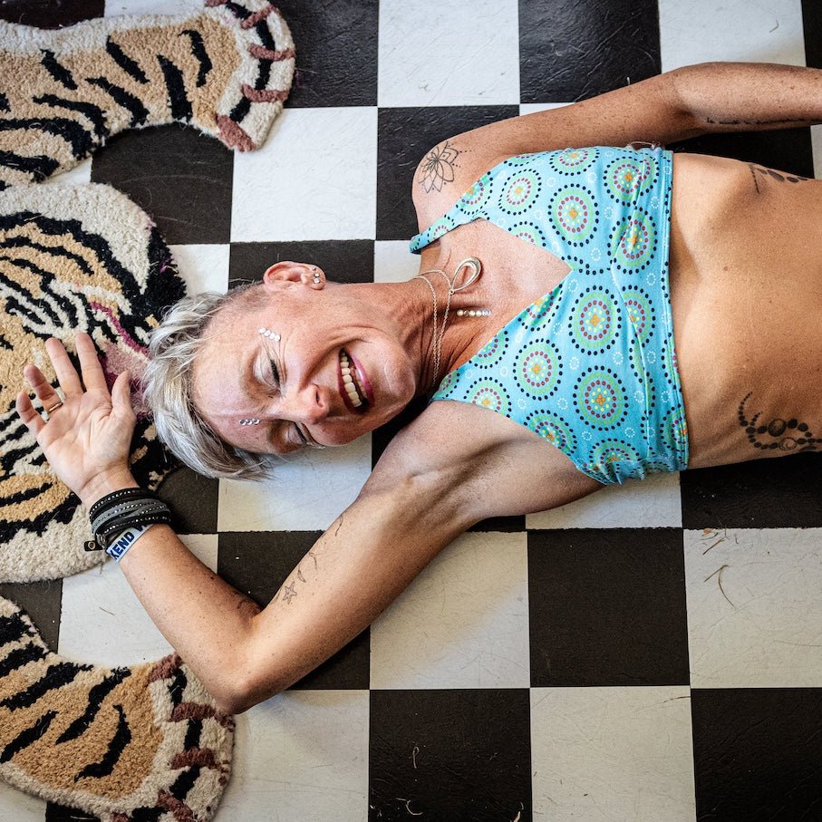 Women's organic cotton bralette - Blue Mara design - Y.O.U underwear