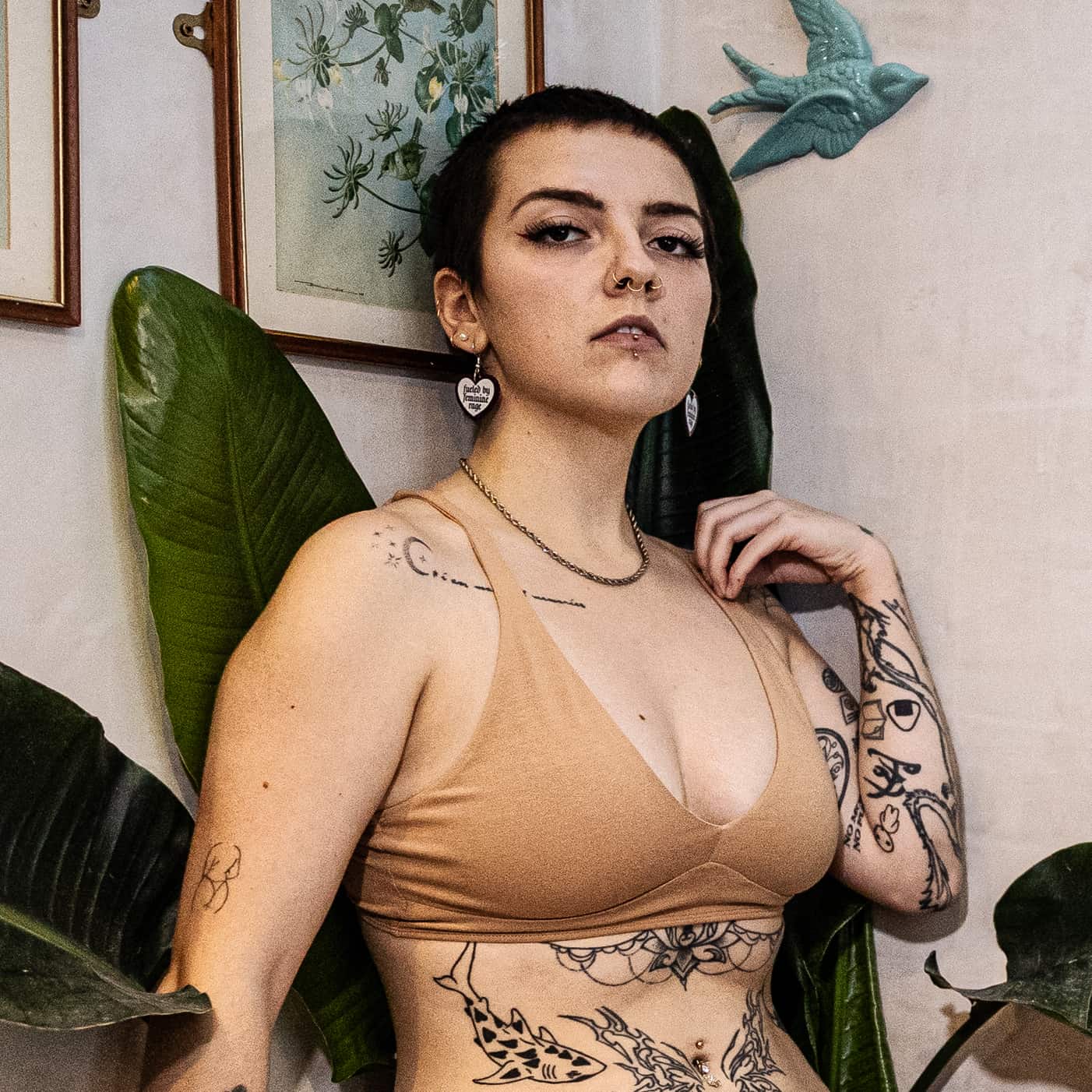 Women's organic cotton bralette in almond (light nude) - Y.O.U underwear