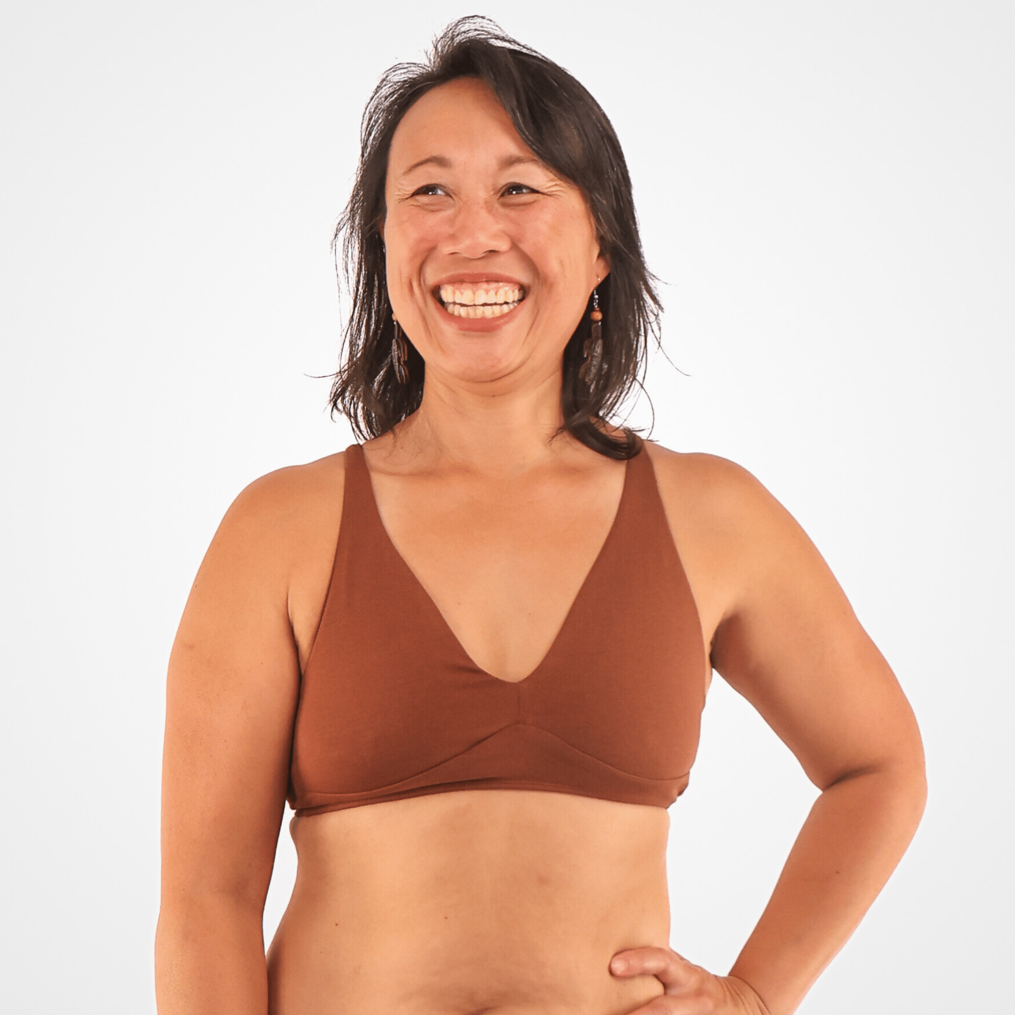 Women's organic cotton bralette in chestnut (mid nude) - Y.O.U underwear
