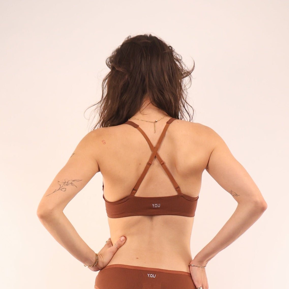 Women's organic cotton bralette in chestnut (mid nude) - Y.O.U underwear