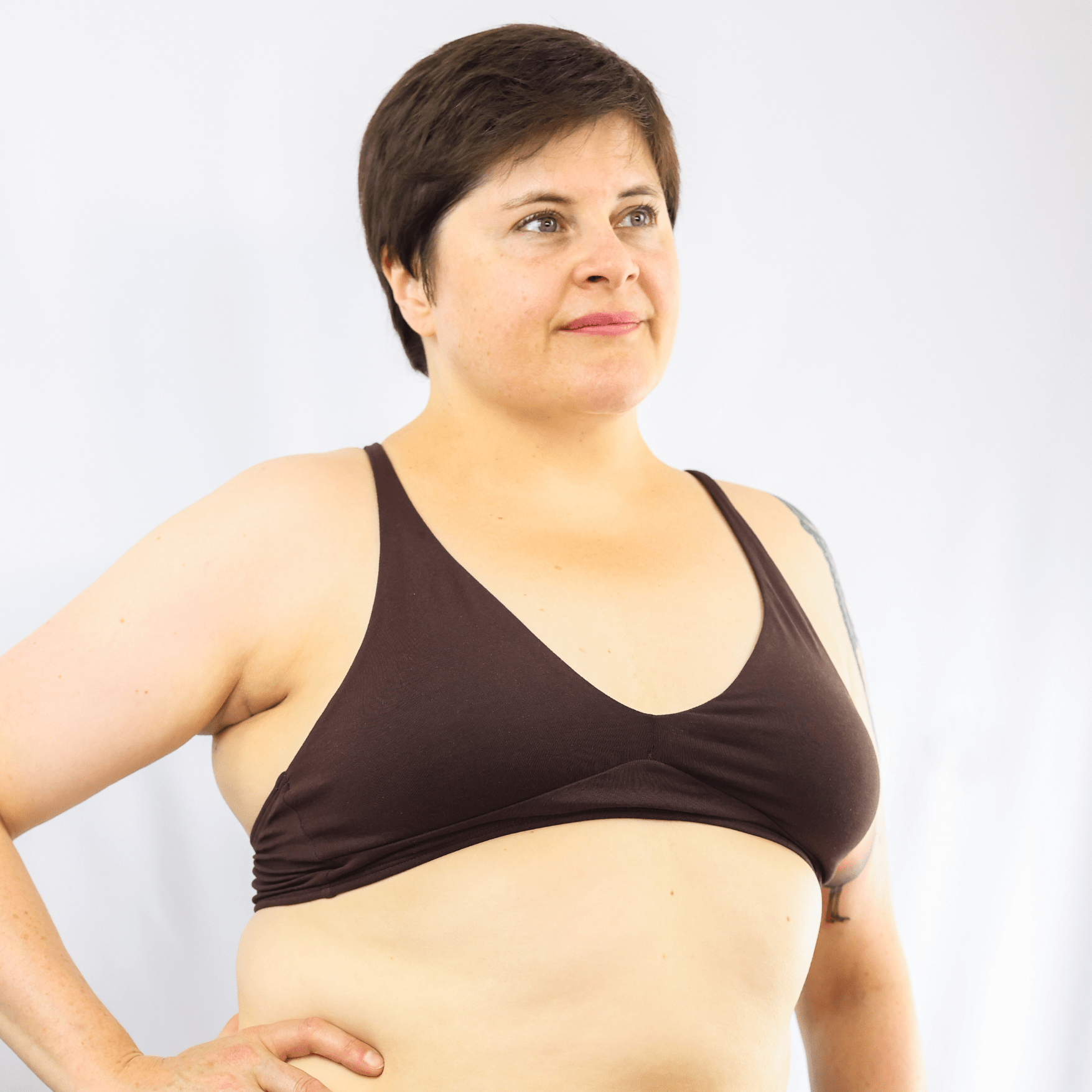 Women's organic cotton bralette in cocoa (dark nude) - Y.O.U underwear