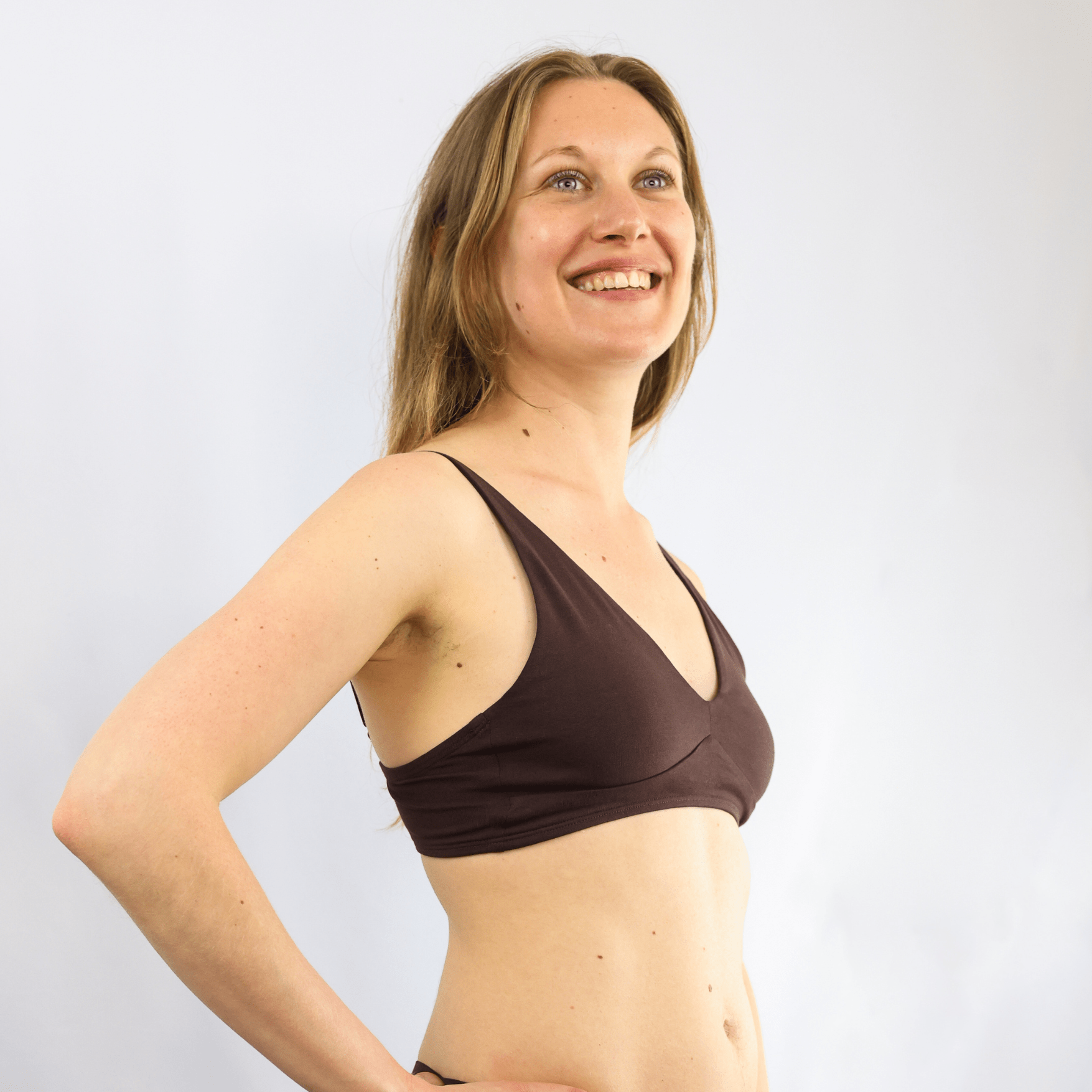 Women's organic cotton bralette in cocoa (dark nude) - Y.O.U underwear