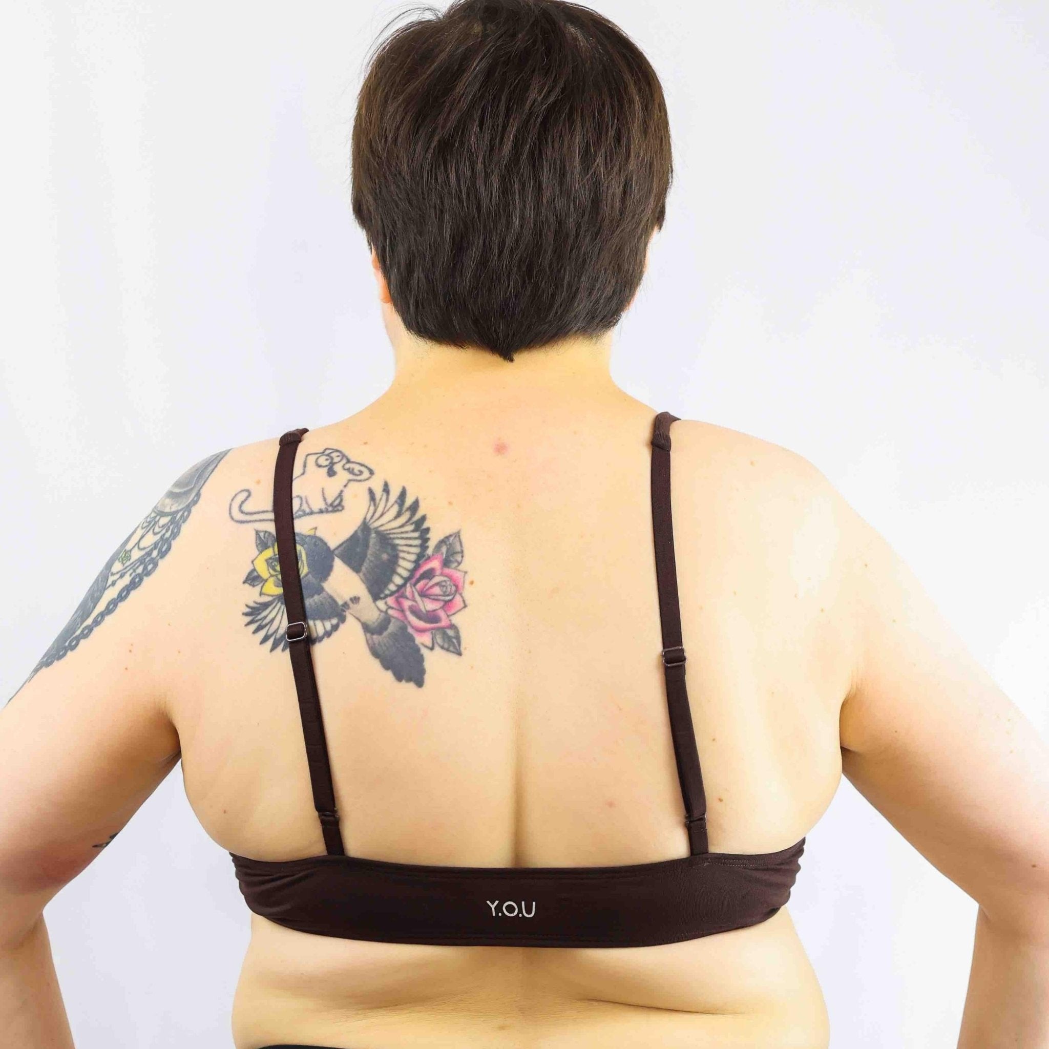 Women's organic cotton bralette in cocoa (dark nude) - Y.O.U underwear