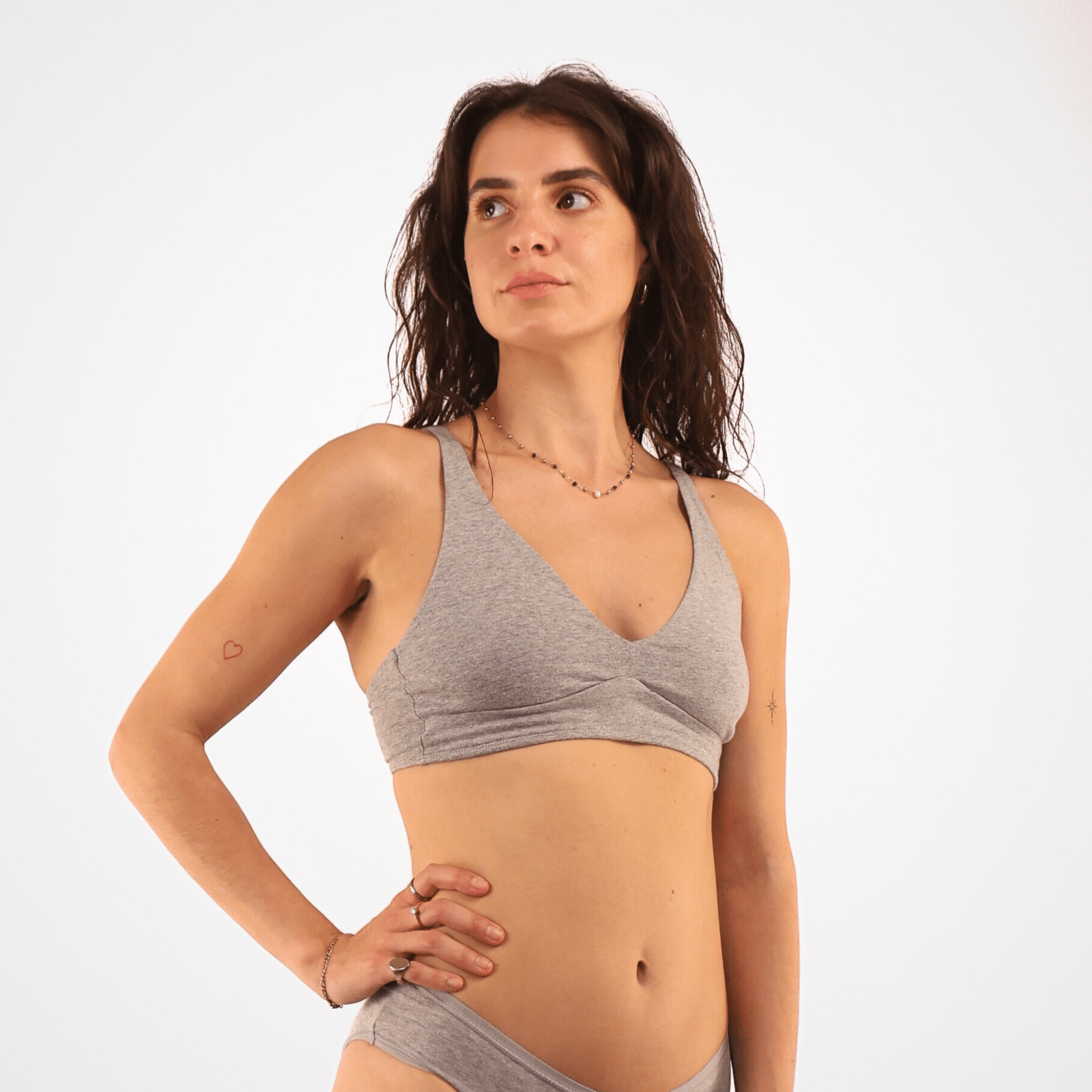 Women's organic cotton bralette in light grey (heather grey) - Y.O.U underwear