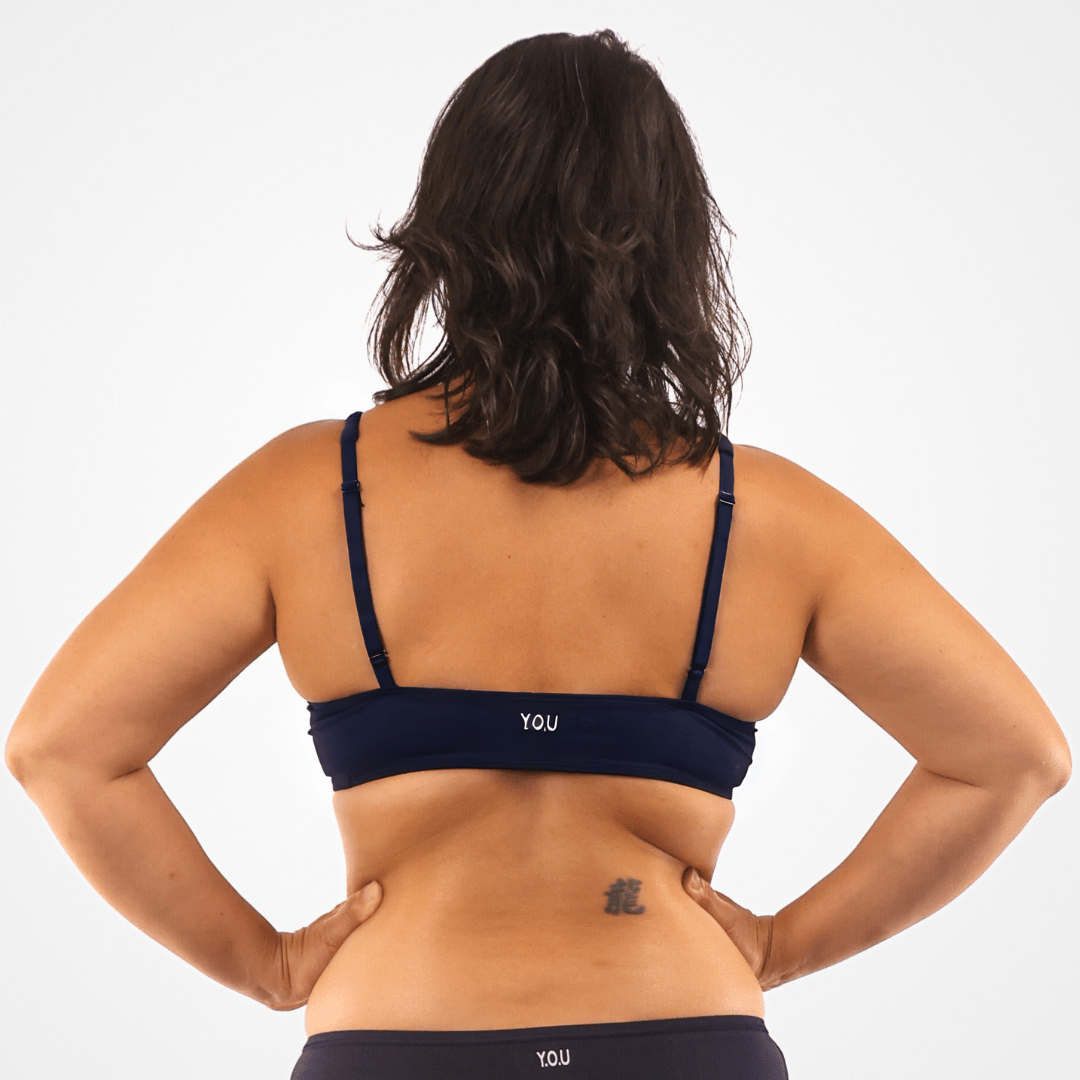 Women's organic cotton bralette in navy blue - Y.O.U underwear