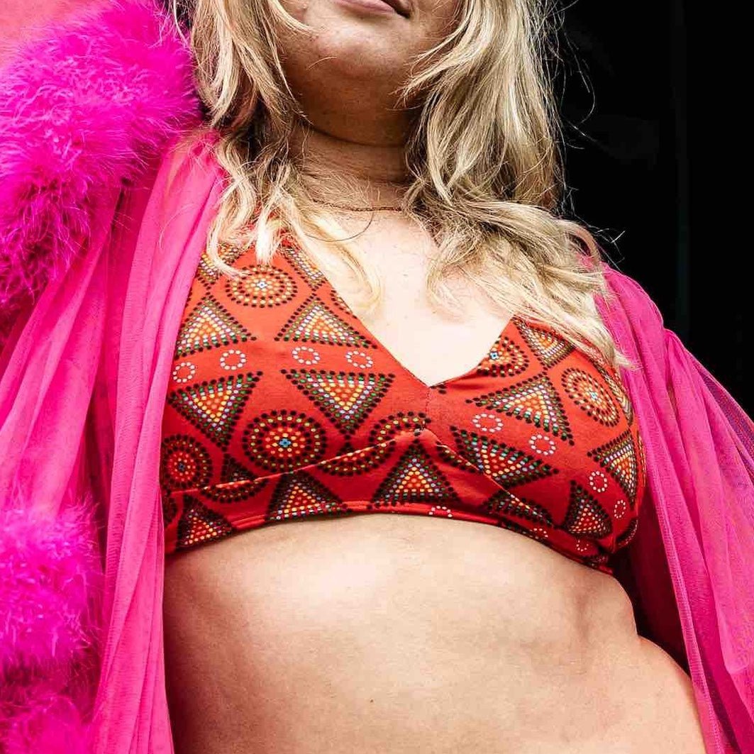 Women's organic cotton bralette - Red Mara design - Y.O.U underwear