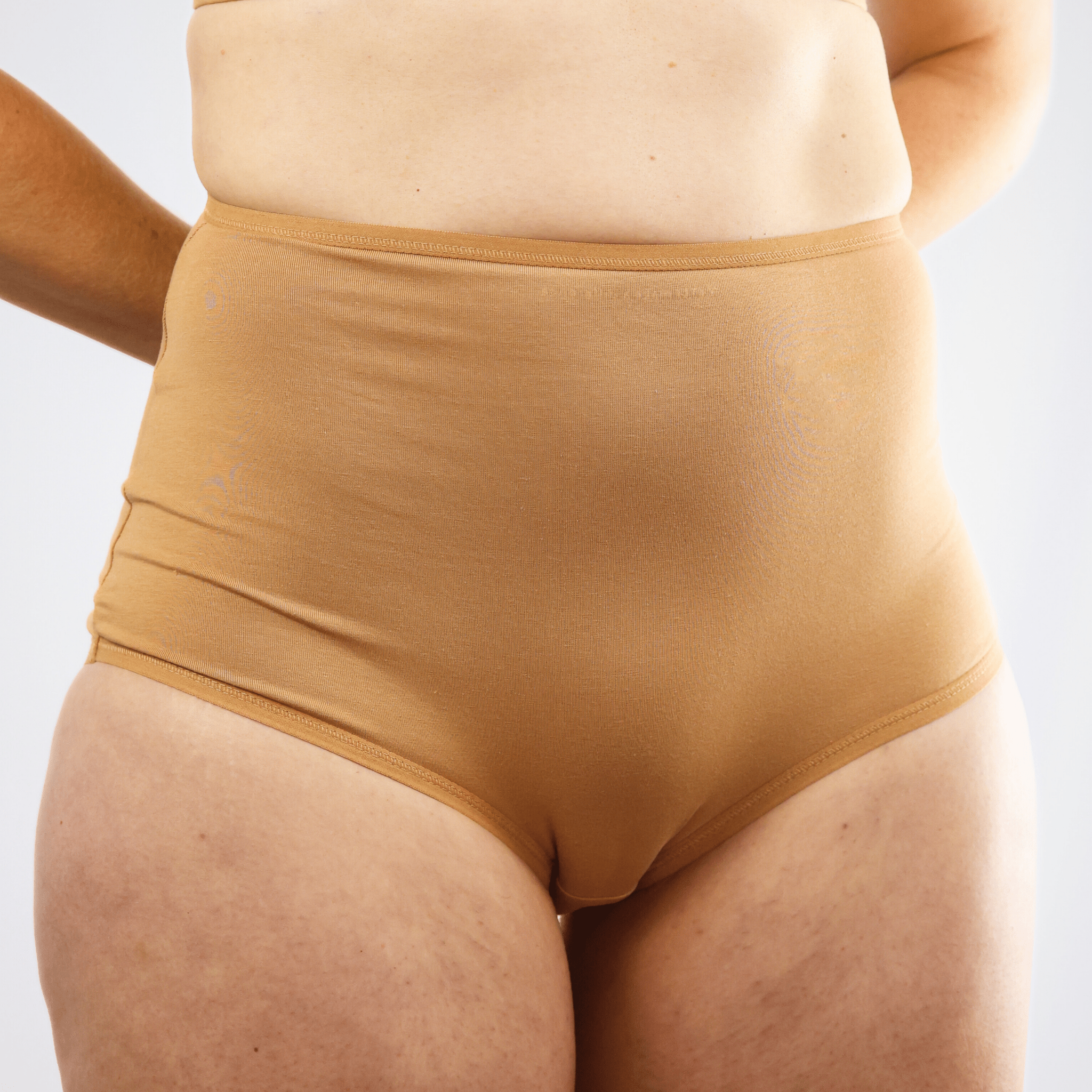 Women's organic cotton high rise full briefs in almond (light nude) - Y.O.U underwear