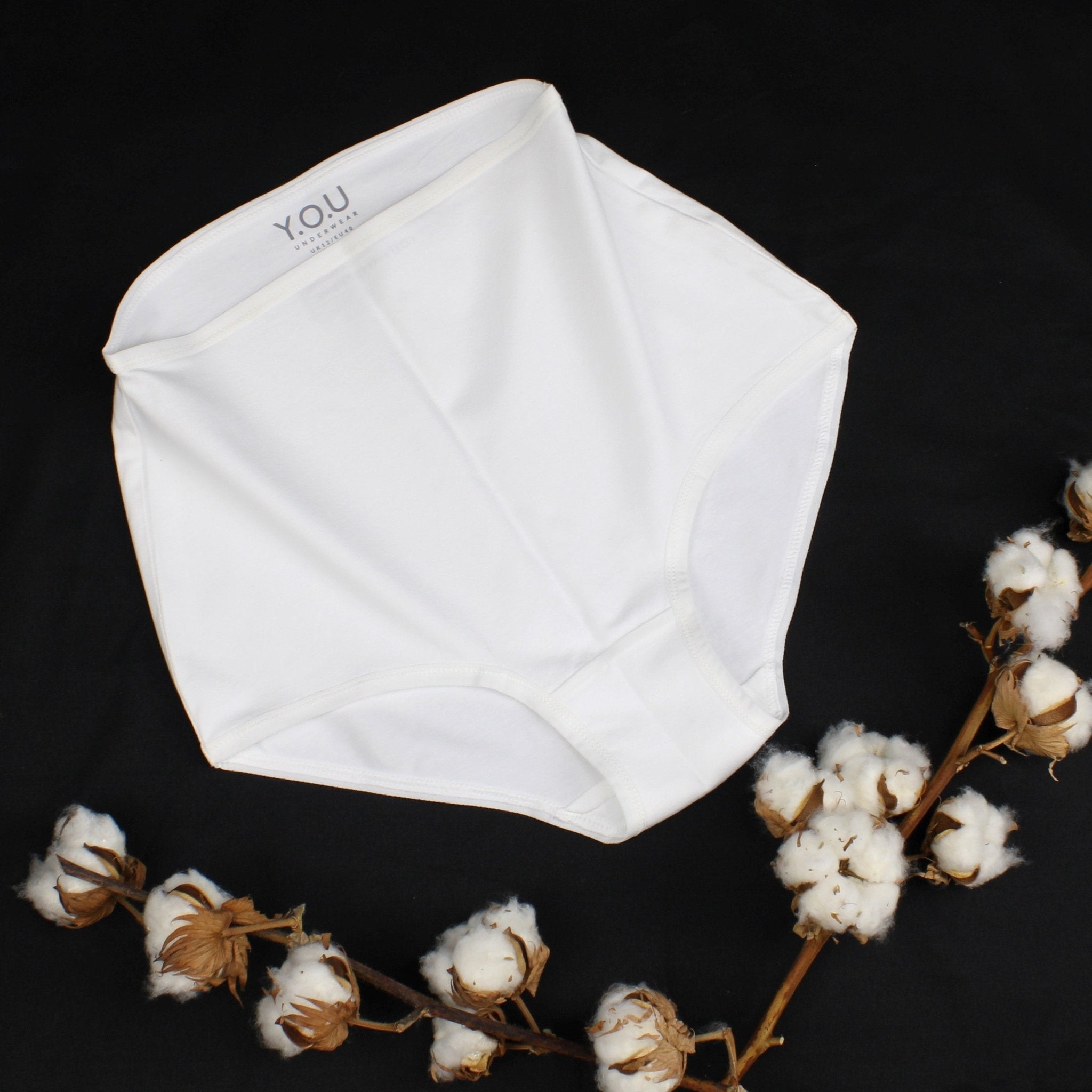 Women's organic cotton high rise full briefs in white - Y.O.U underwear