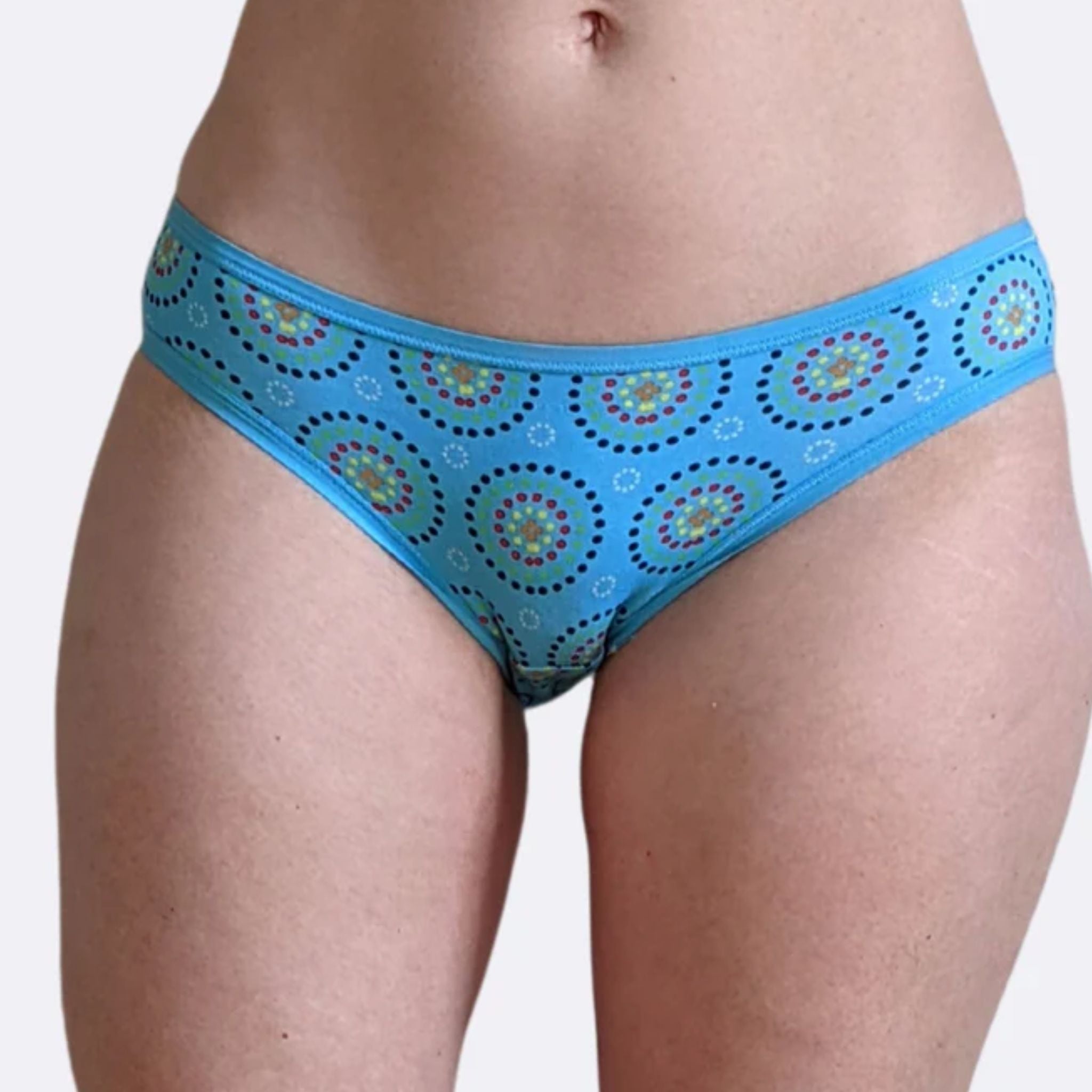 Women's organic cotton low - rise bikini bottoms - Blue Mara design - Y.O.U underwear