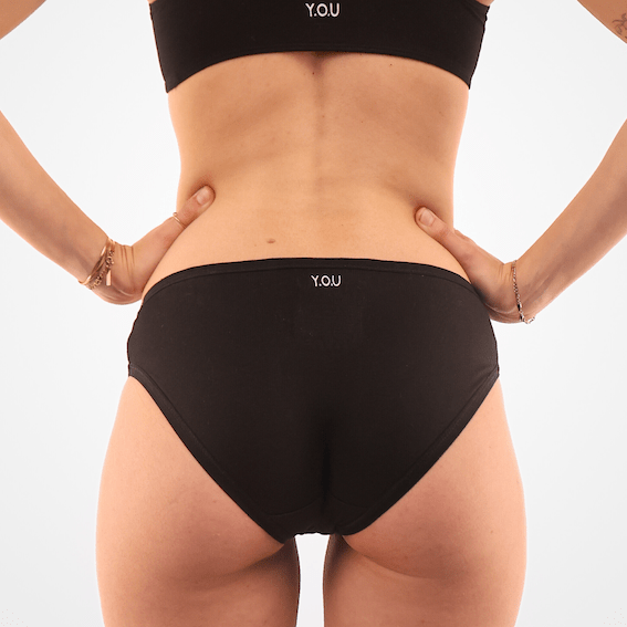 Women’s organic cotton low - rise bikini bottoms in black - Y.O.U underwear