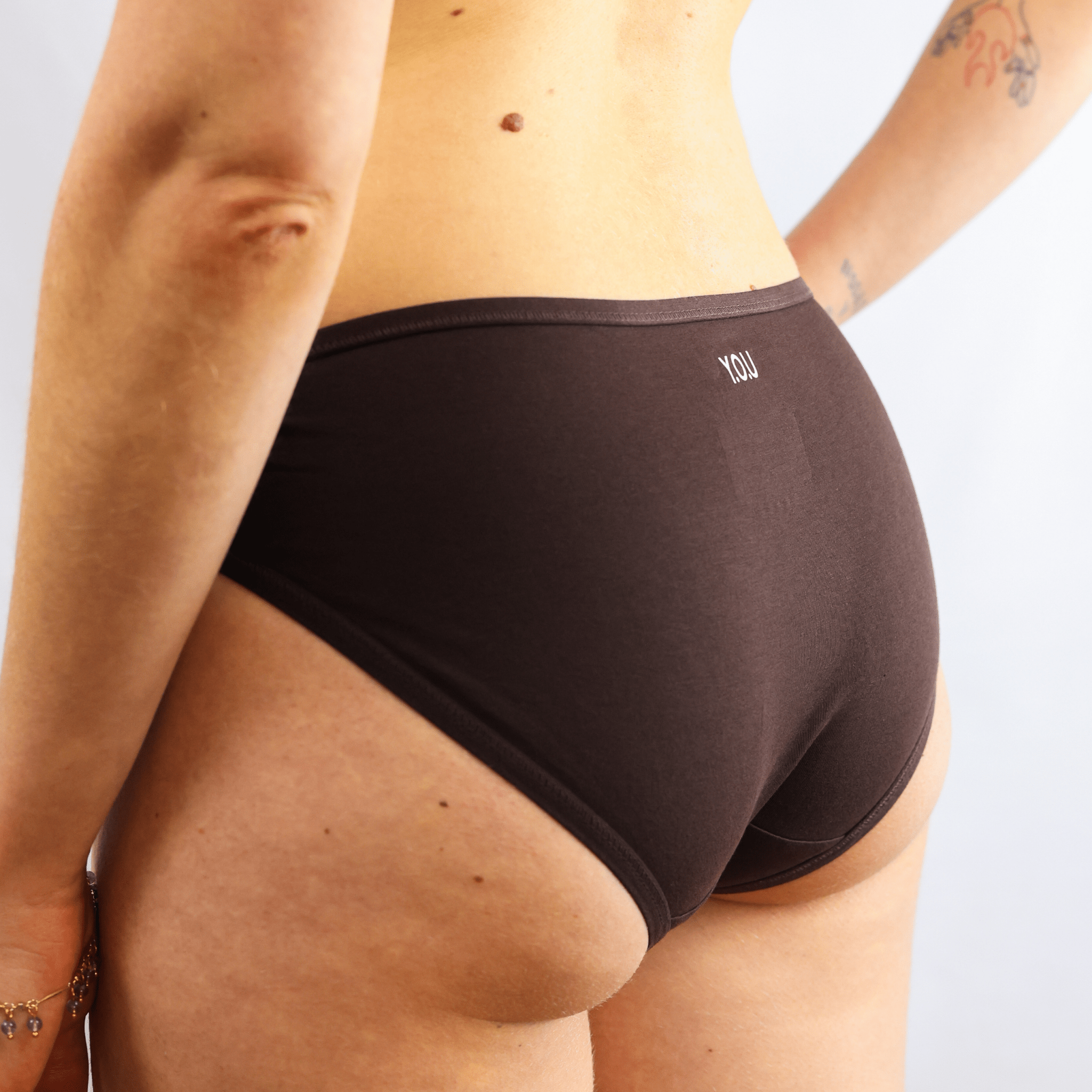 Women's organic cotton low - rise bikini bottoms in cocoa (dark nude) - Y.O.U underwear