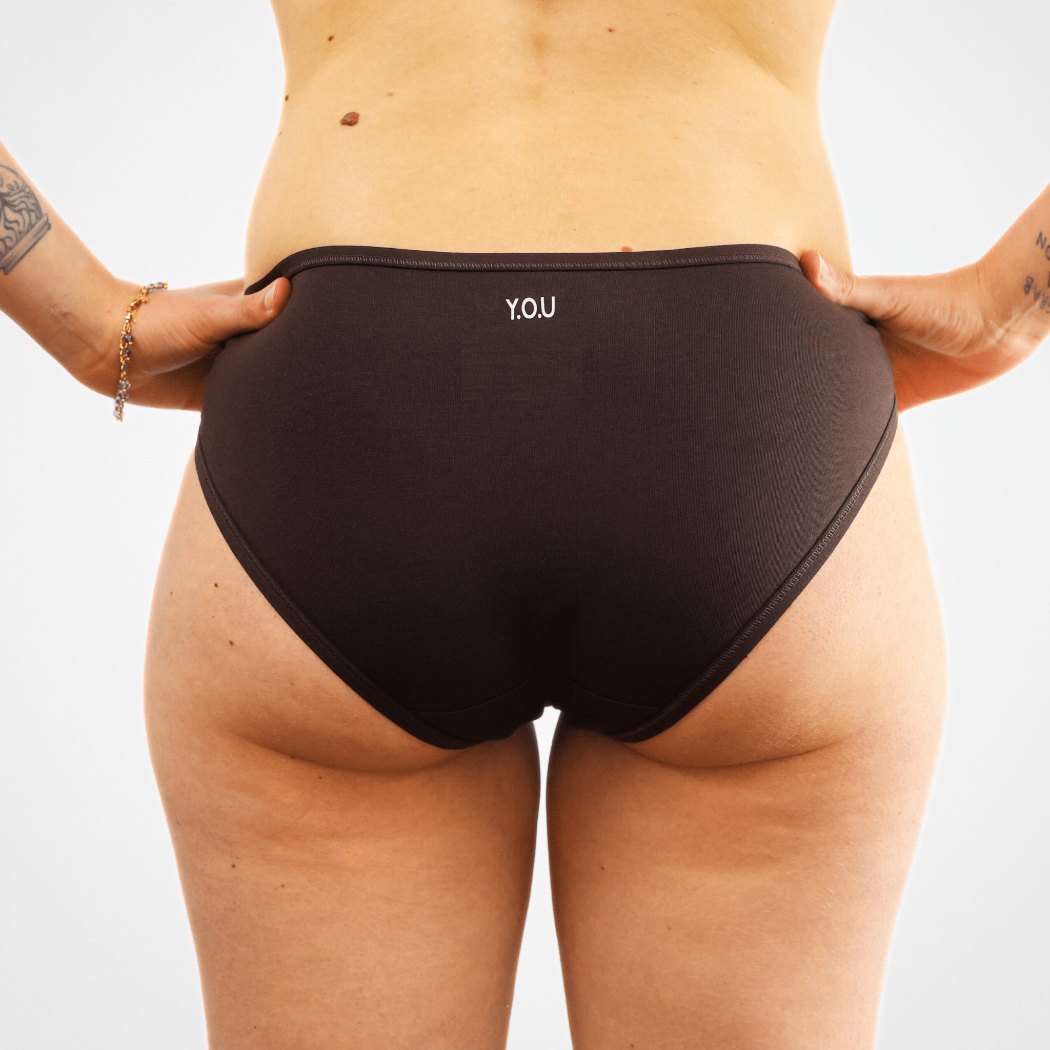 Women's organic cotton low - rise bikini bottoms in cocoa (dark nude) - Y.O.U underwear
