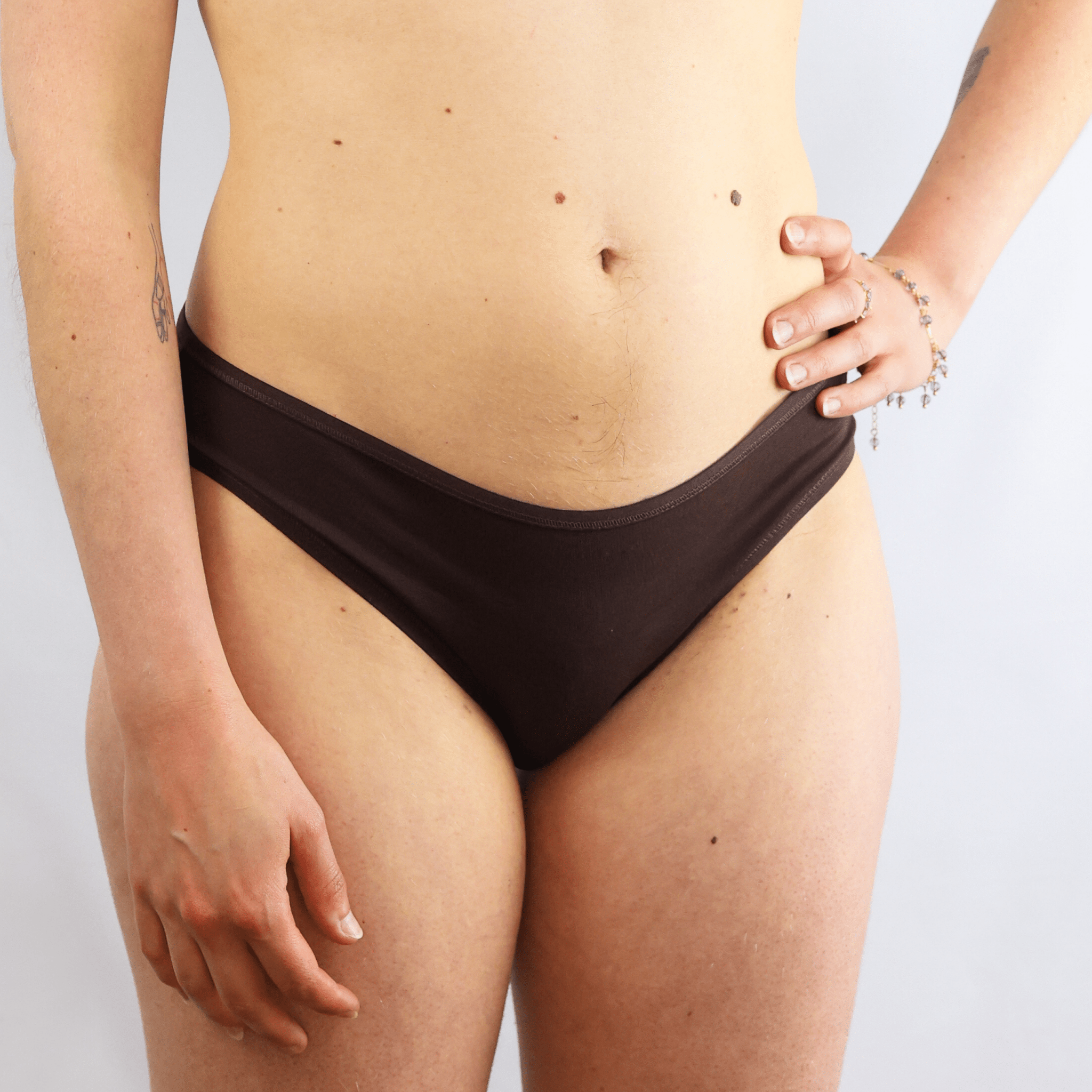 Women's organic cotton low - rise bikini bottoms in cocoa (dark nude) - Y.O.U underwear