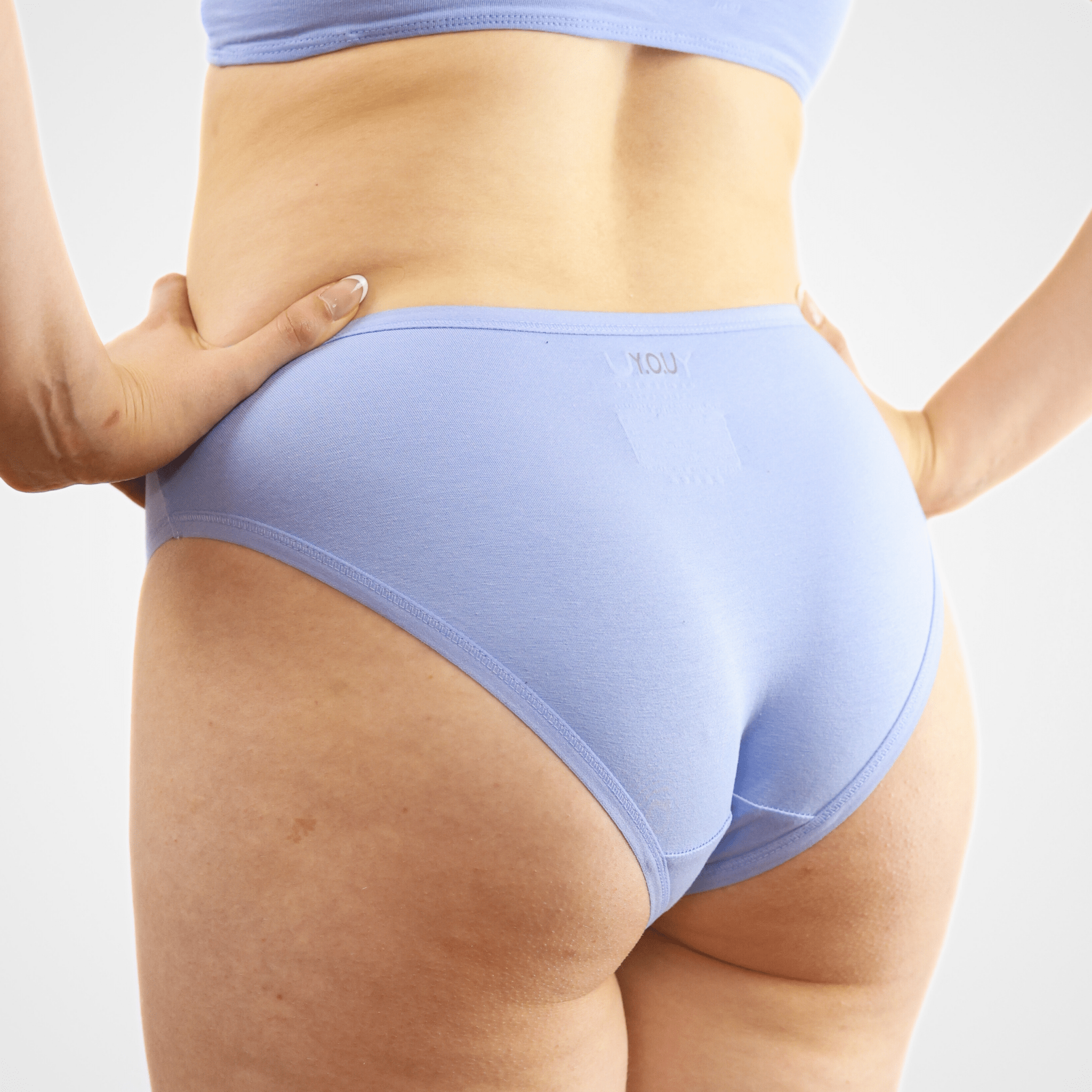 Women's organic cotton low - rise bikini bottoms in light blue - Y.O.U underwear