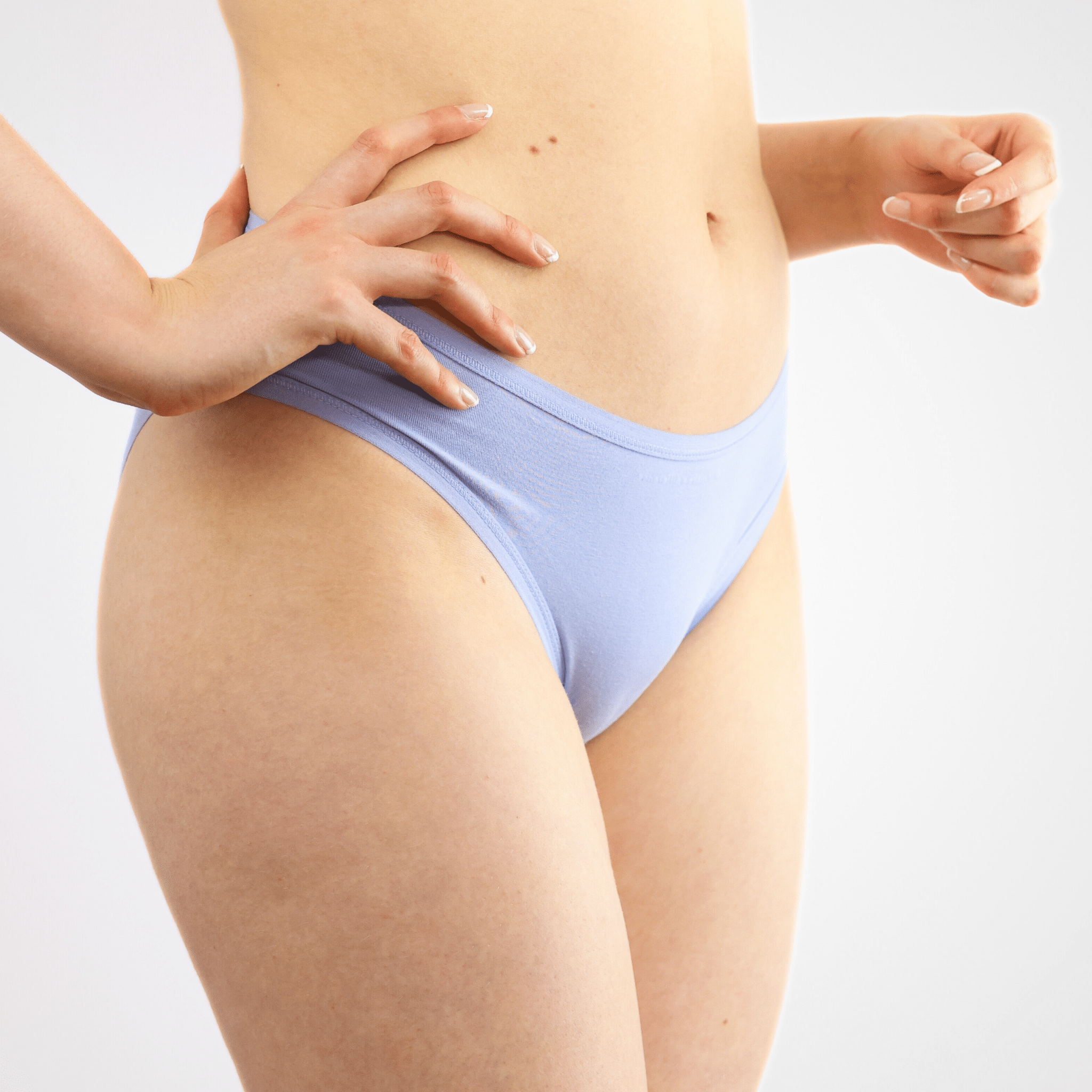 Women's organic cotton low - rise bikini bottoms in light blue - Y.O.U underwear