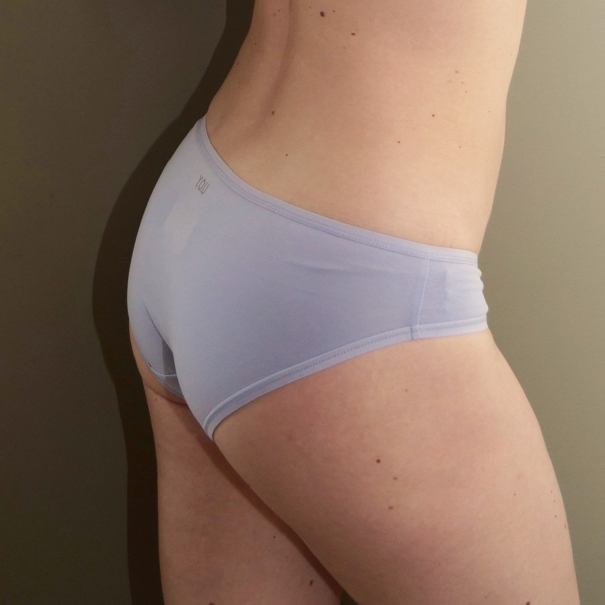 Women's organic cotton low - rise bikini bottoms in light blue - Y.O.U underwear