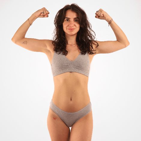 Women’s organic cotton low - rise bikini bottoms in light grey (heather grey) - Y.O.U underwear