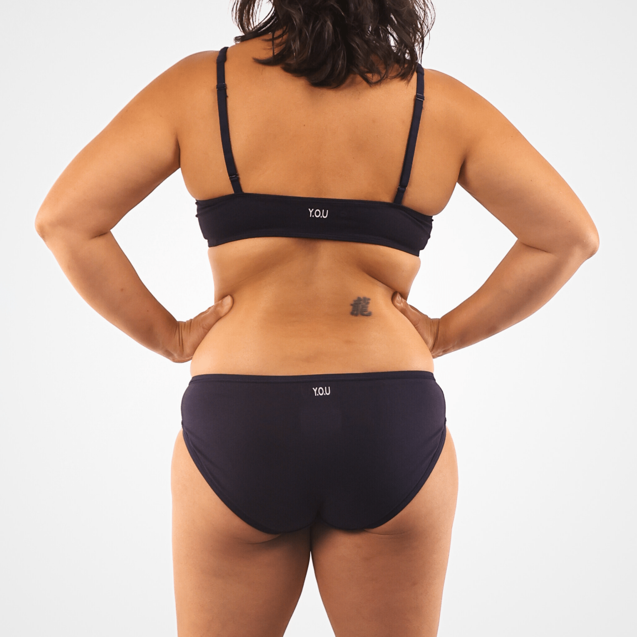 Women’s organic cotton low - rise bikini bottoms in navy blue - Y.O.U underwear