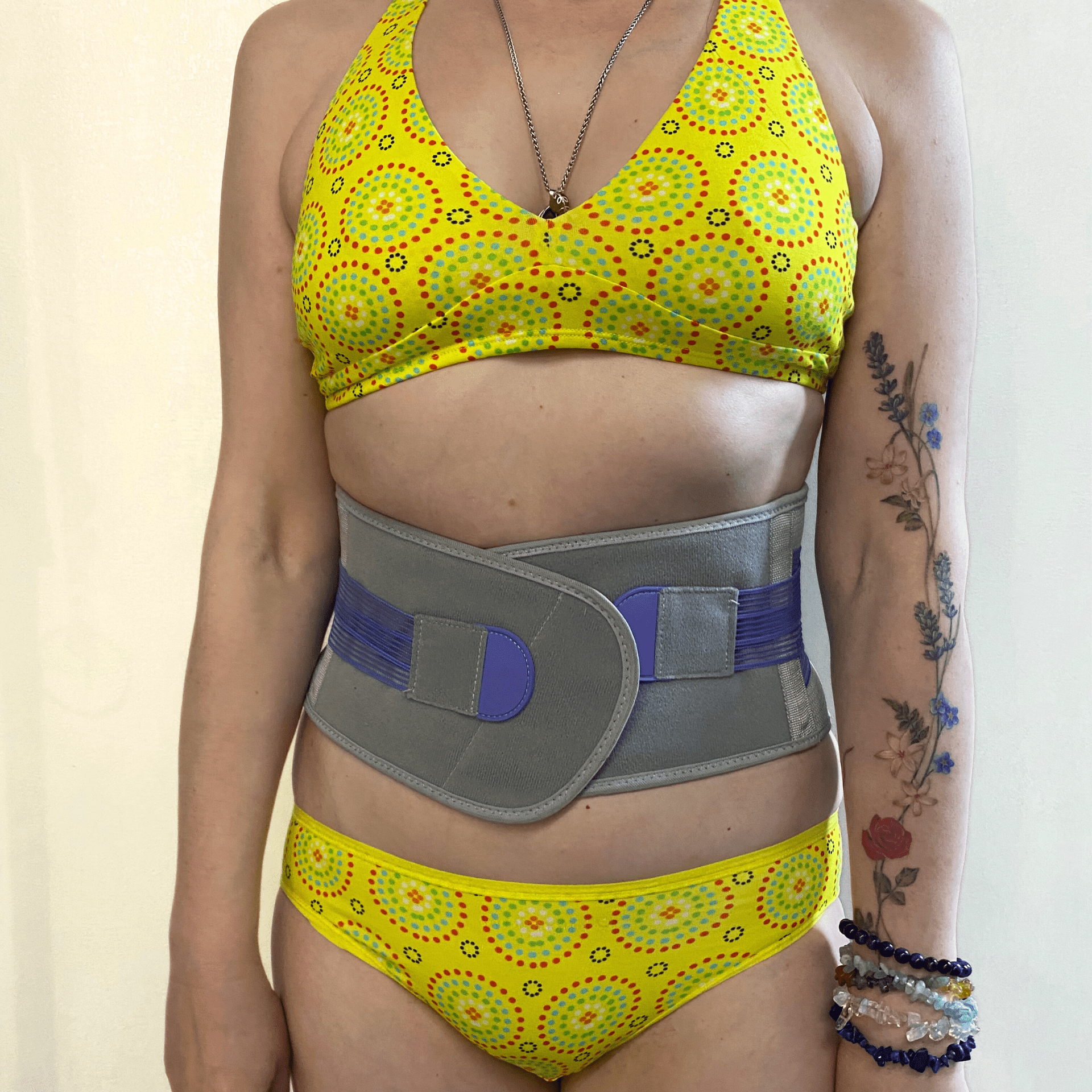 Women's organic cotton matching bralette and bikini set - Yellow Mara design - Y.O.U underwear