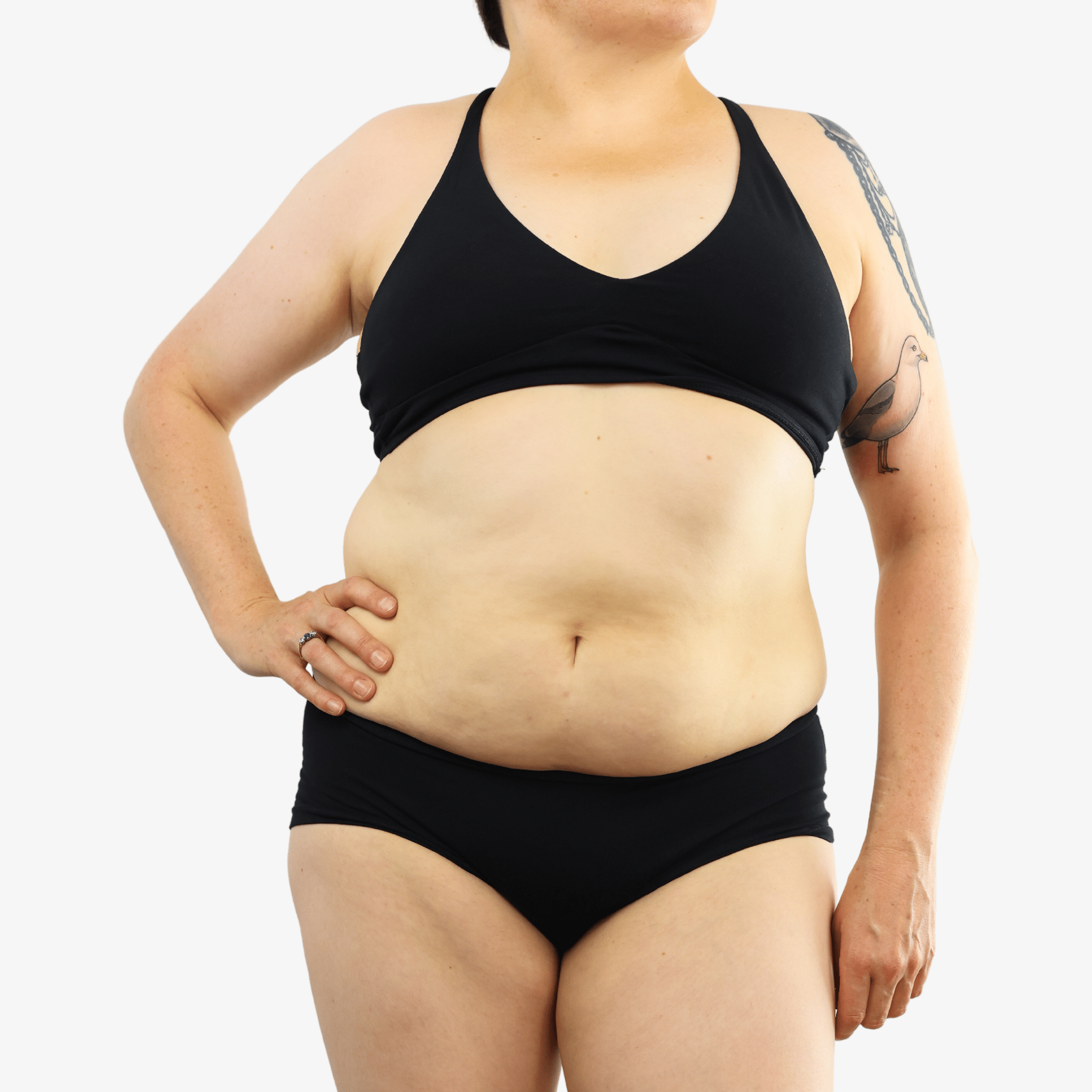 Women's organic cotton matching bralette and boy shorts set - black - Y.O.U underwear