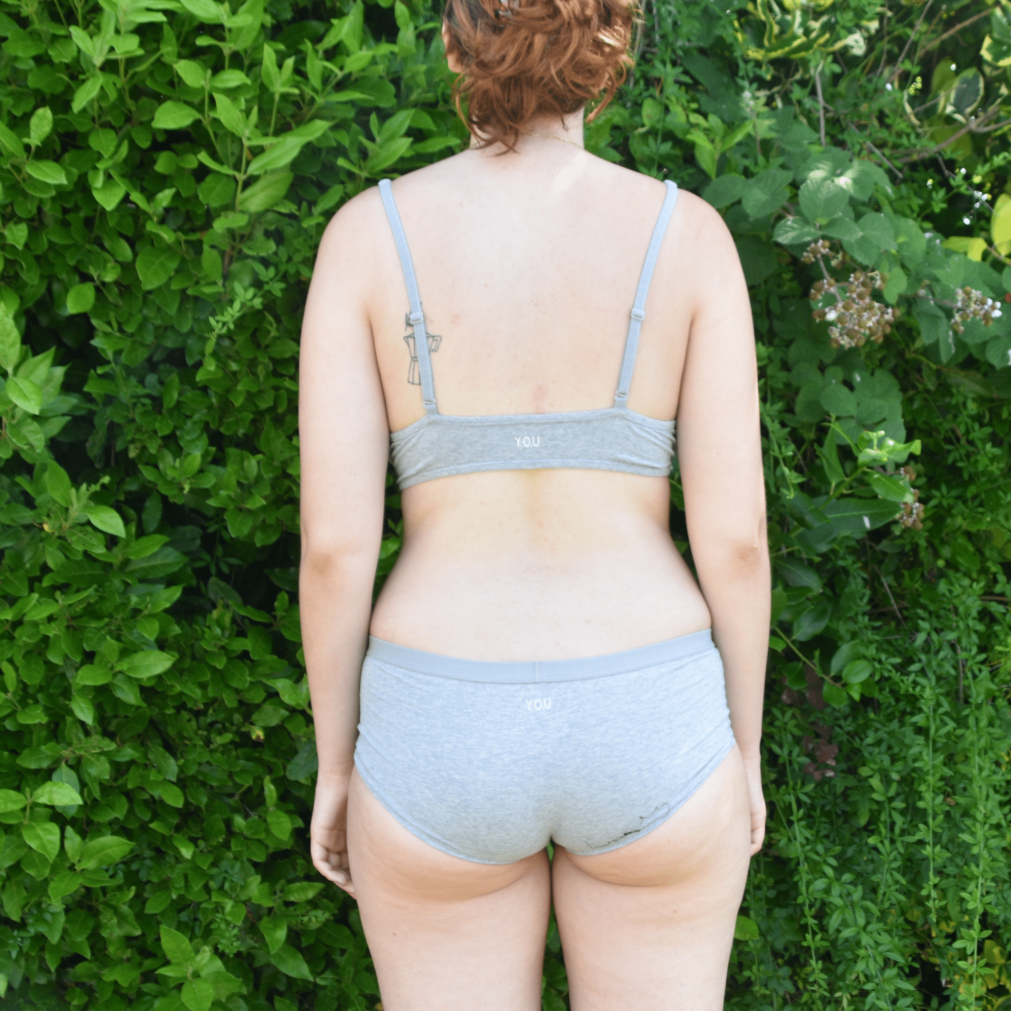 Women's organic cotton matching bralette and boy shorts set - heather grey - Y.O.U underwear