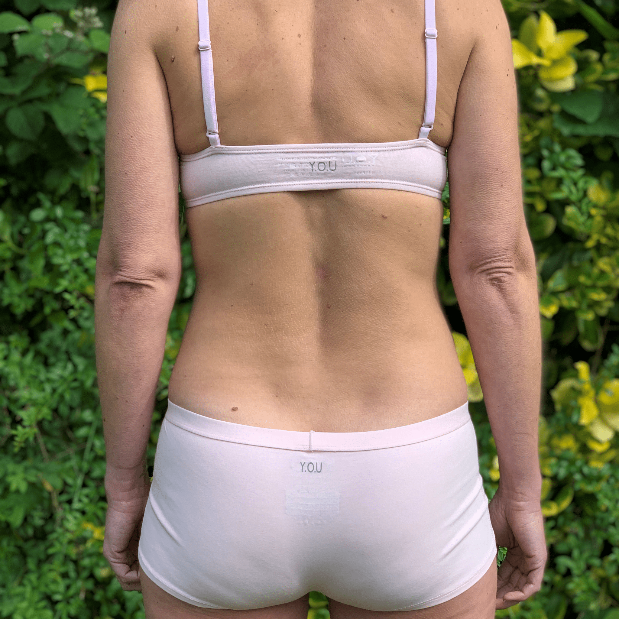 Women's organic cotton matching bralette and boy shorts set in light pink - Y.O.U underwear