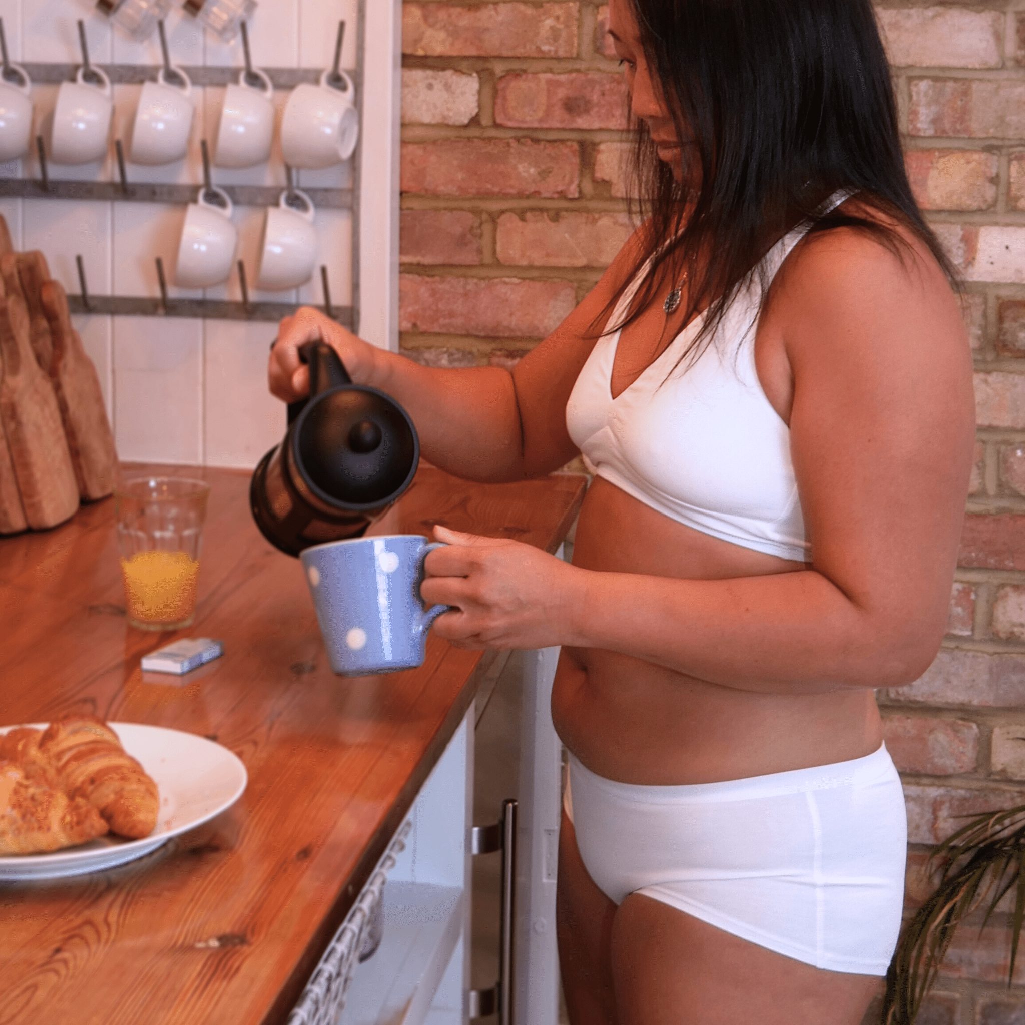 Women's organic cotton matching bralette and boy shorts set - white - Y.O.U underwear