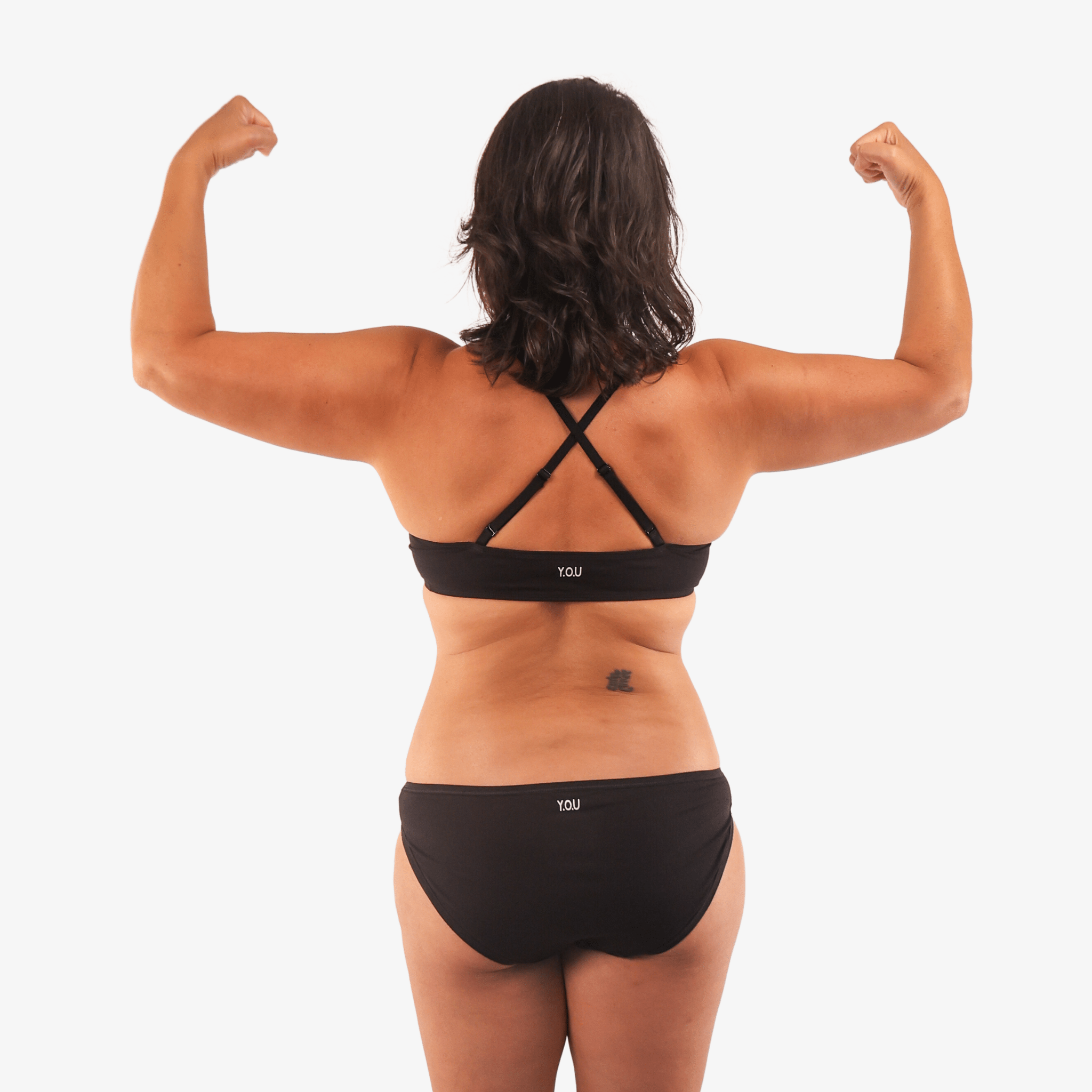 Women's organic cotton matching bralette and low - rise bikini set - black - Y.O.U underwear