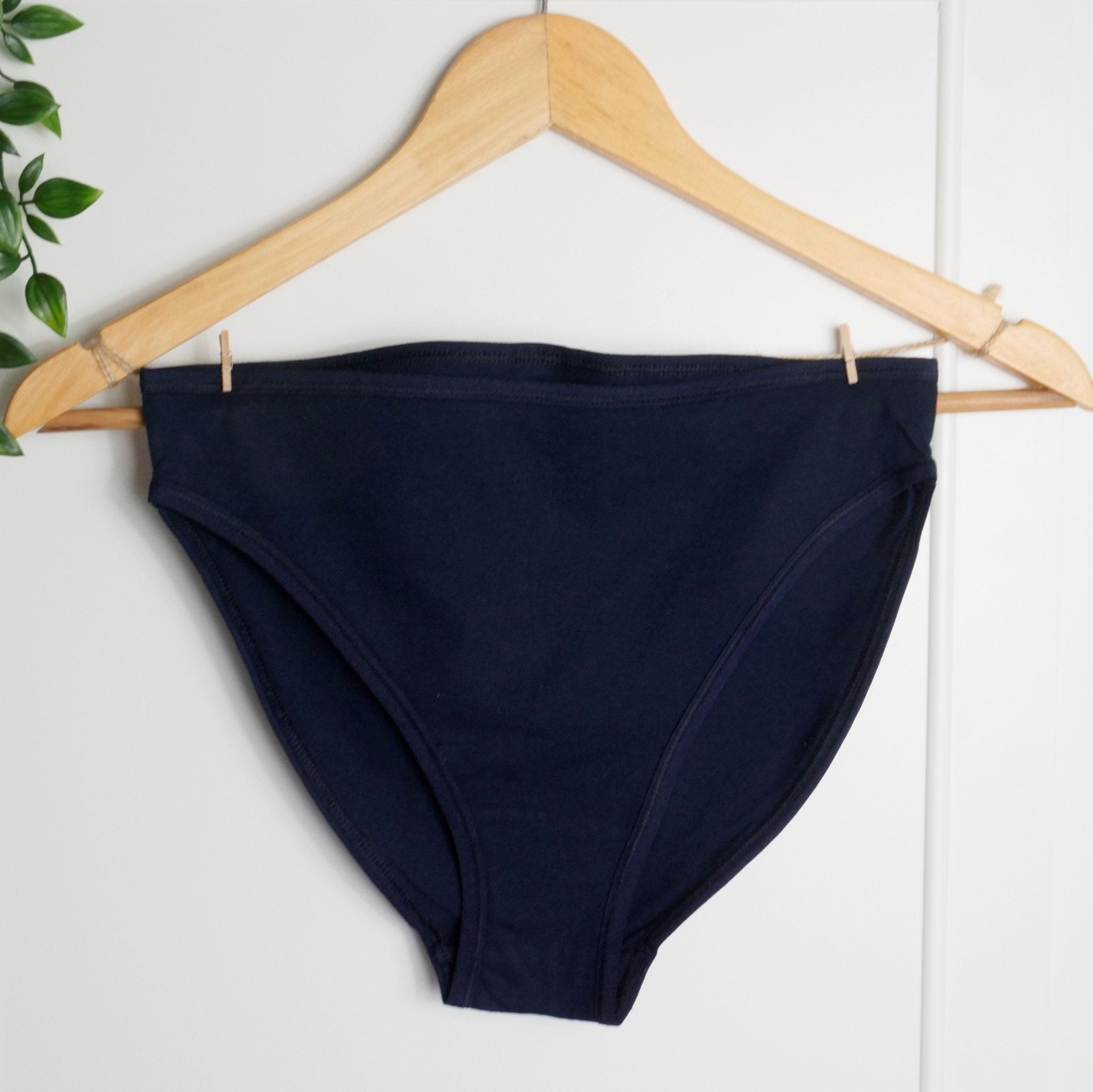 Women's organic cotton matching bralette and mid - rise bikini set - Navy blue - Y.O.U underwear