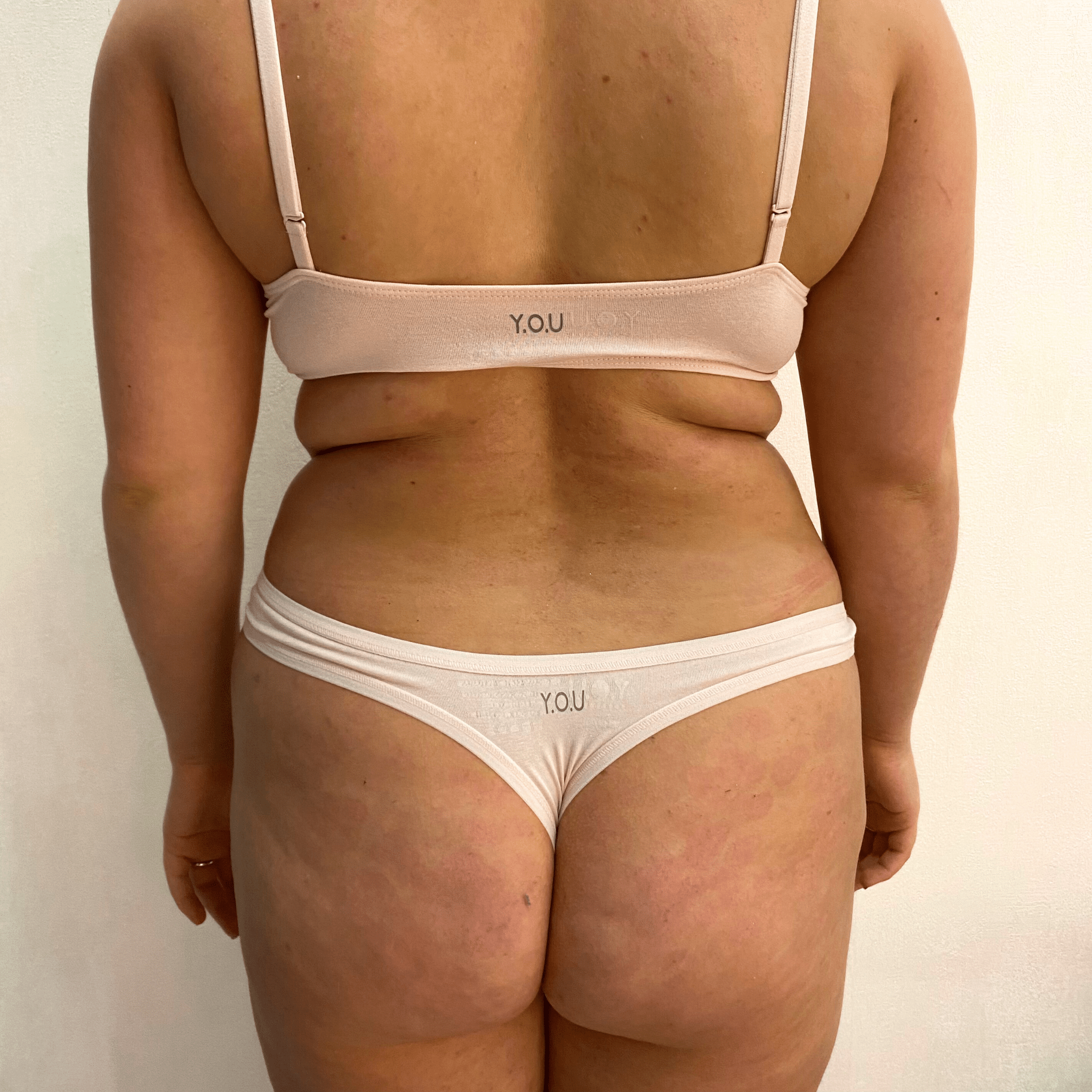 Women's organic cotton matching bralette and thong set in light pink - Y.O.U underwear