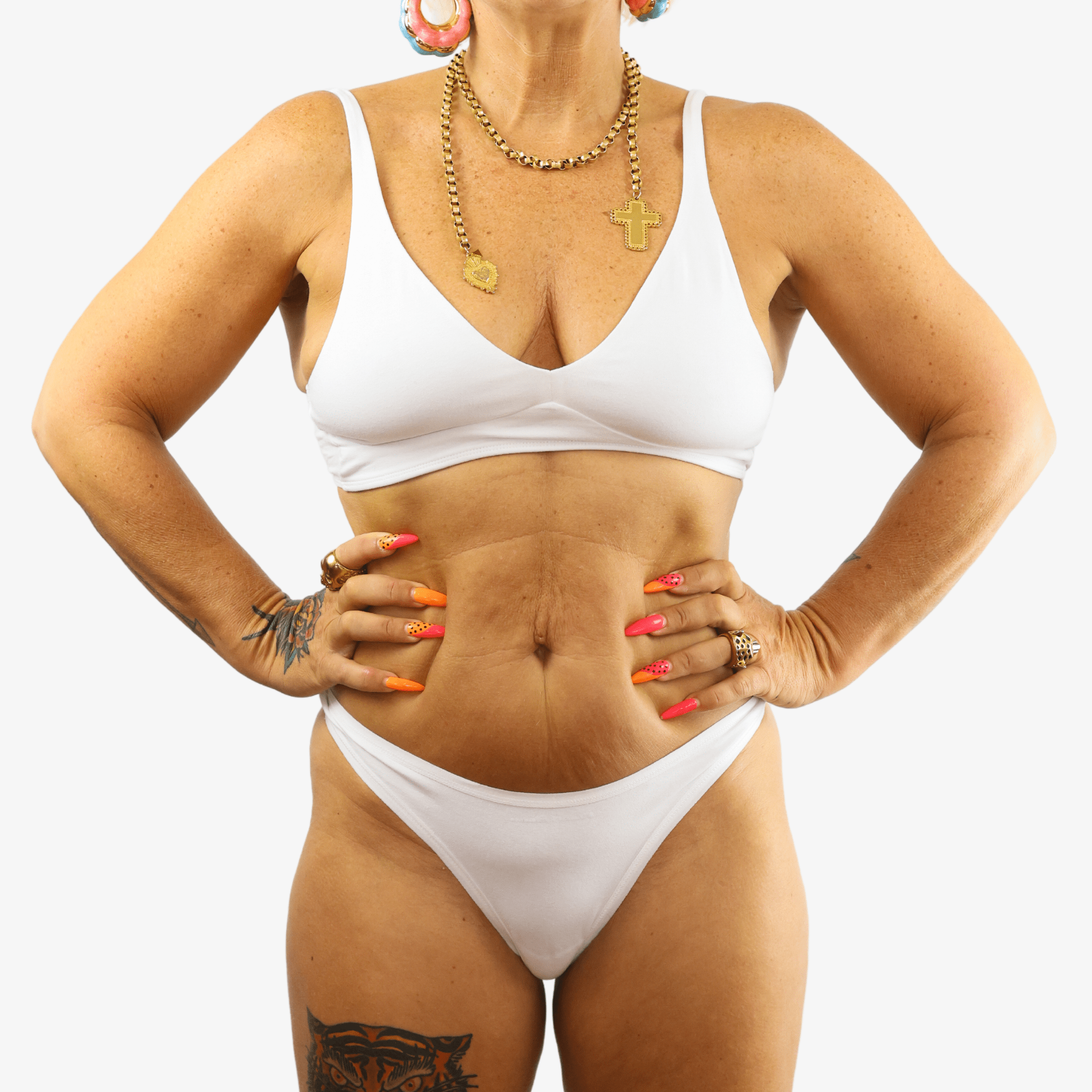 Women's organic cotton matching bralette and thong set - white - Y.O.U underwear