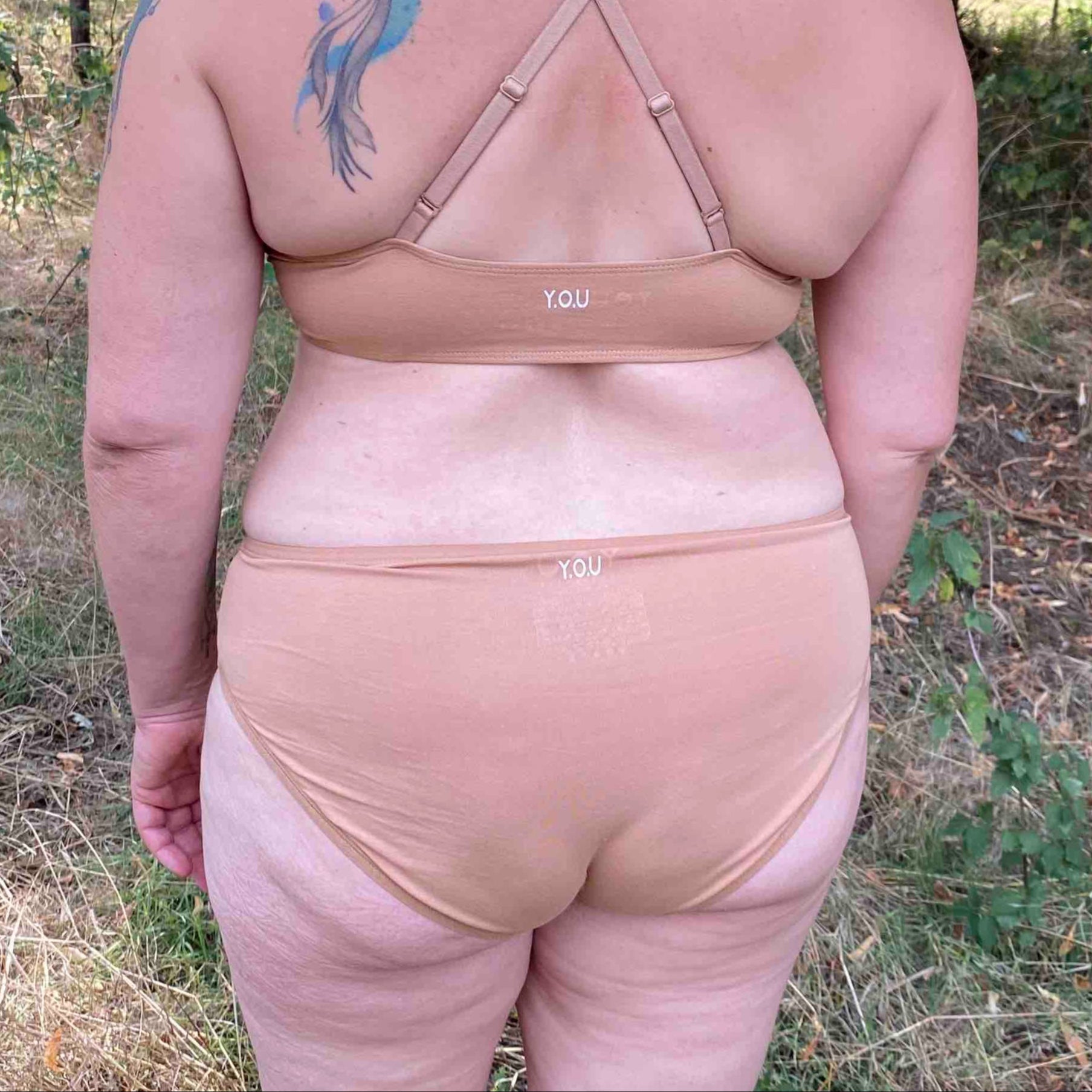 Women's organic cotton mid - rise bikini bottoms in almond - Y.O.U underwear