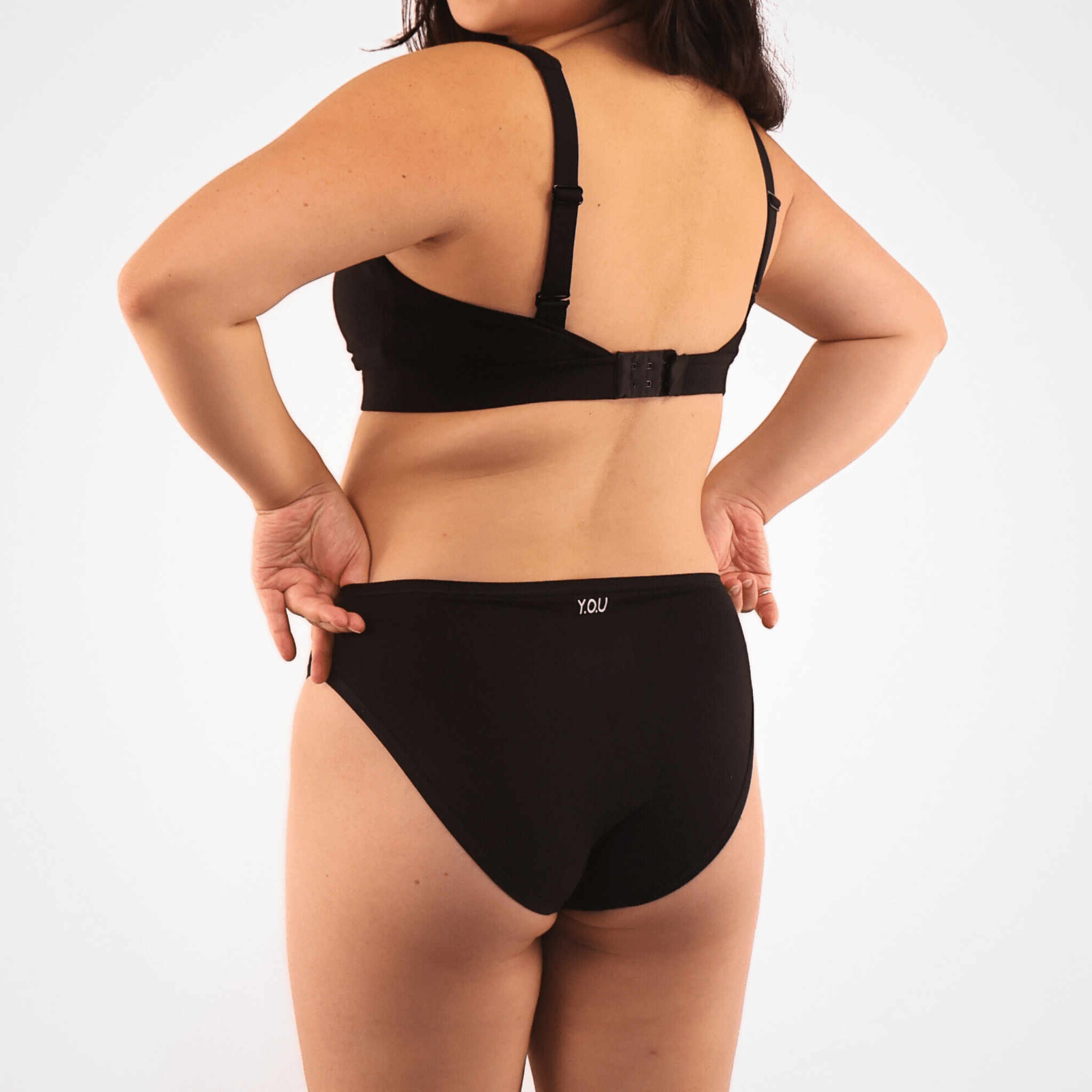 Women's organic cotton mid - rise bikini bottoms in black - Y.O.U underwear