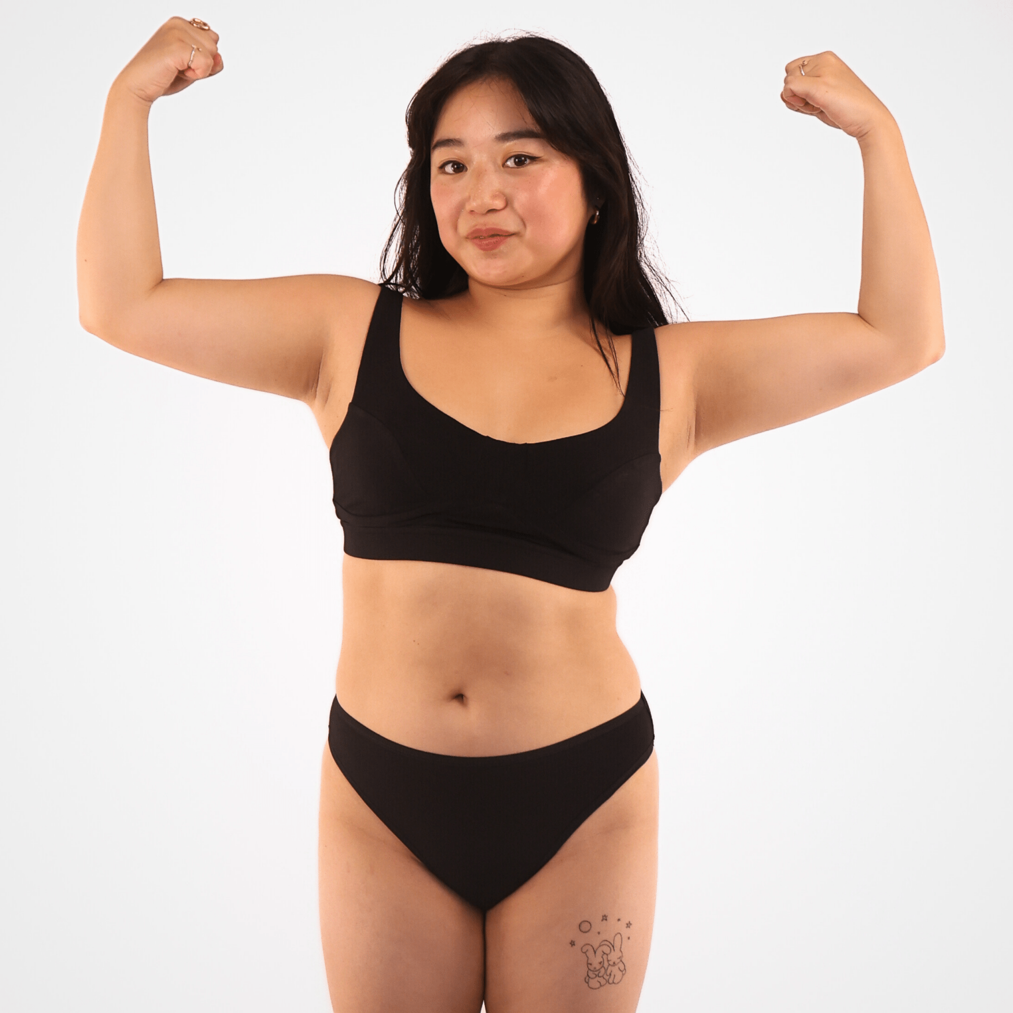 Women's organic cotton mid - rise bikini bottoms in black - Y.O.U underwear